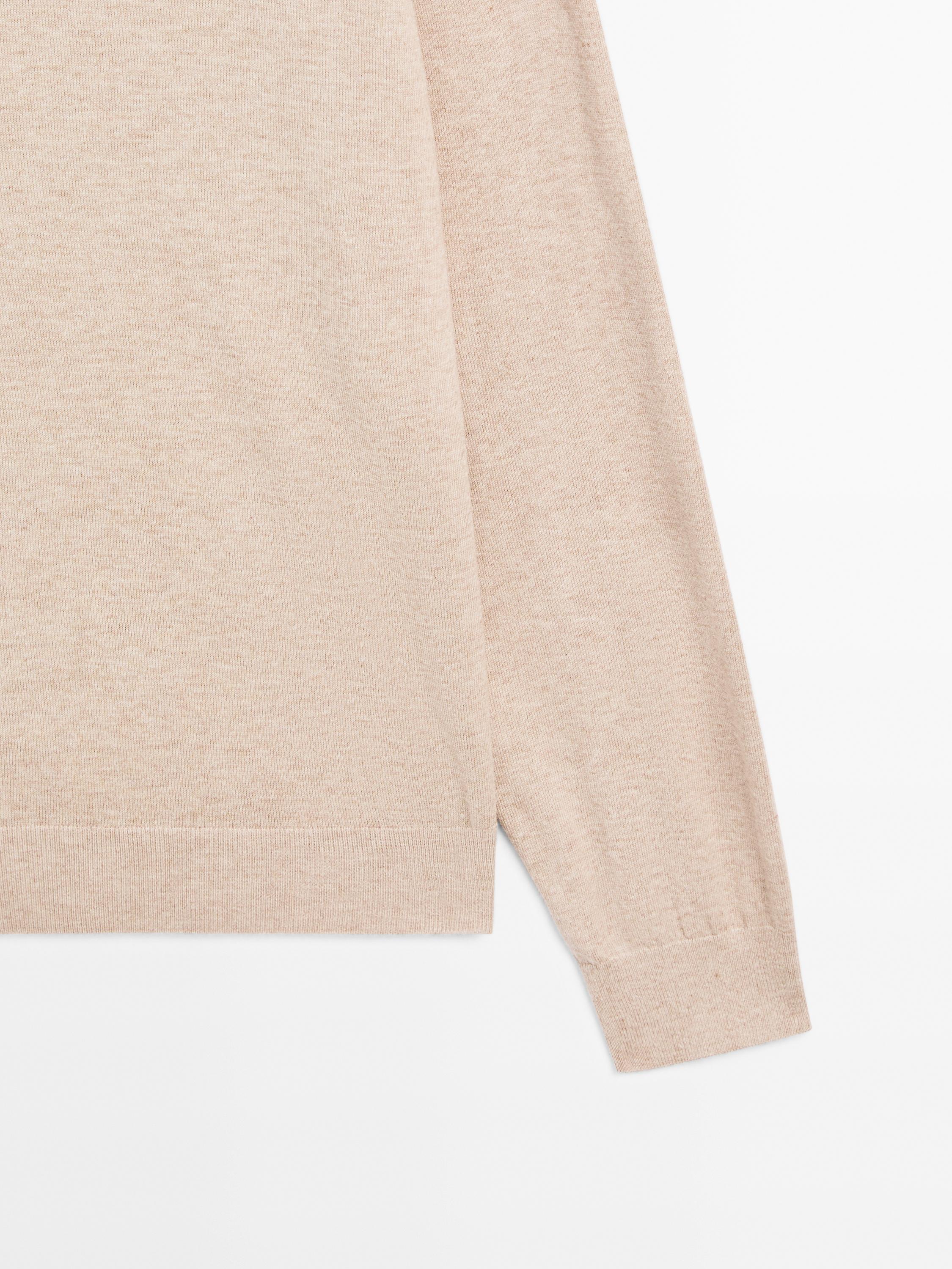 Long sleeve cotton knit sweater