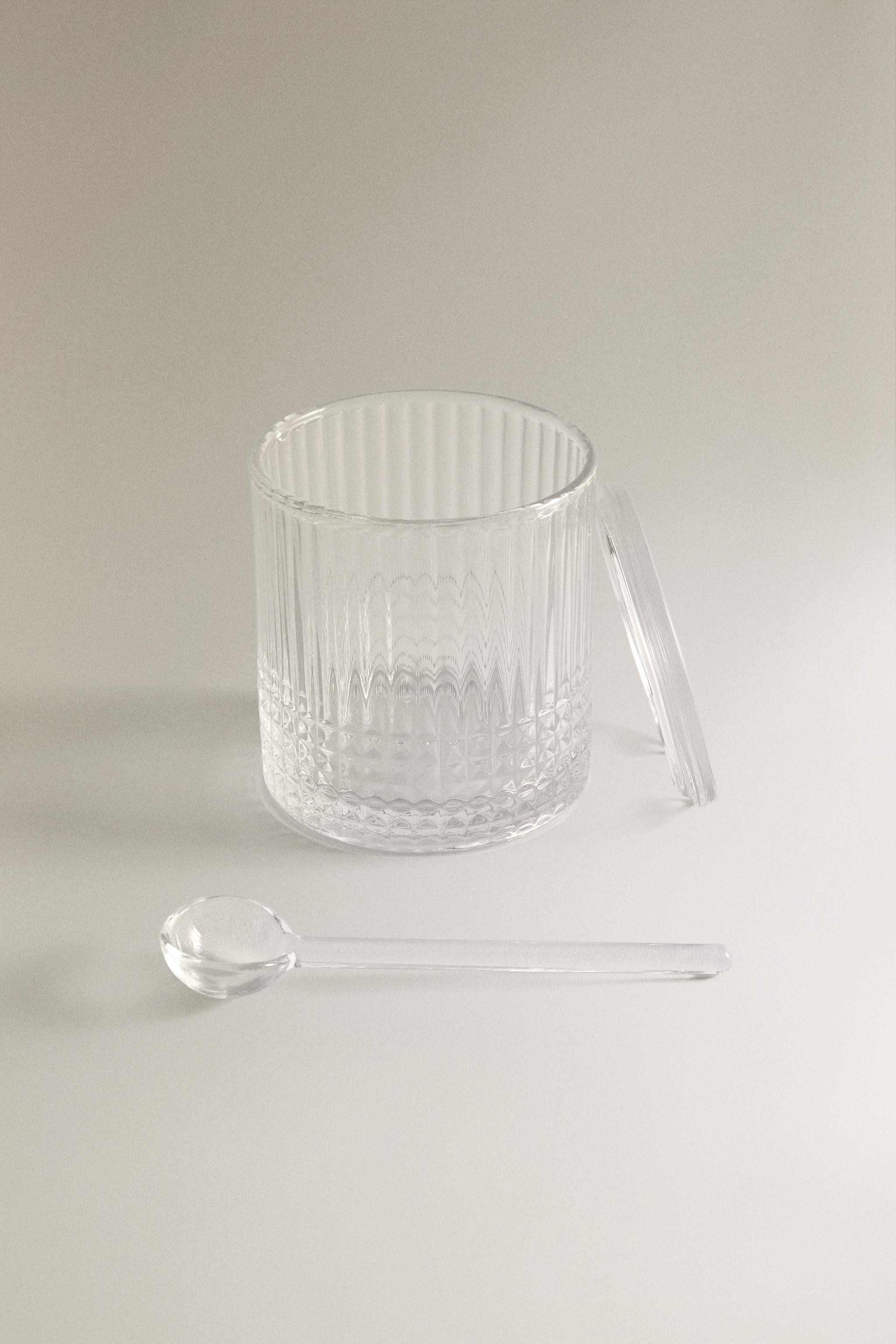 SUGAR BOWL WITH A RAISED GEOMETRIC DESIGN