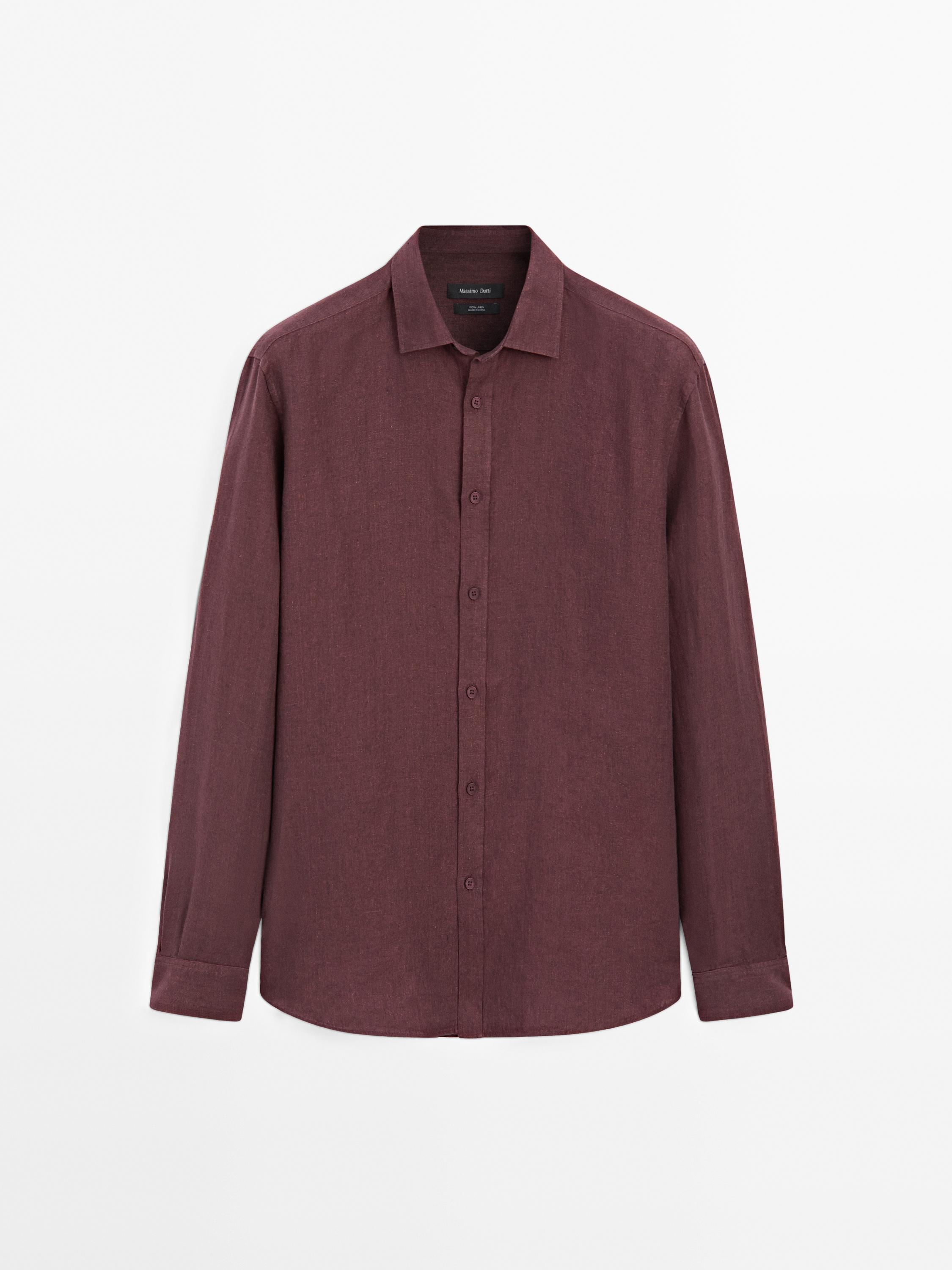Regular fit faded linen shirt