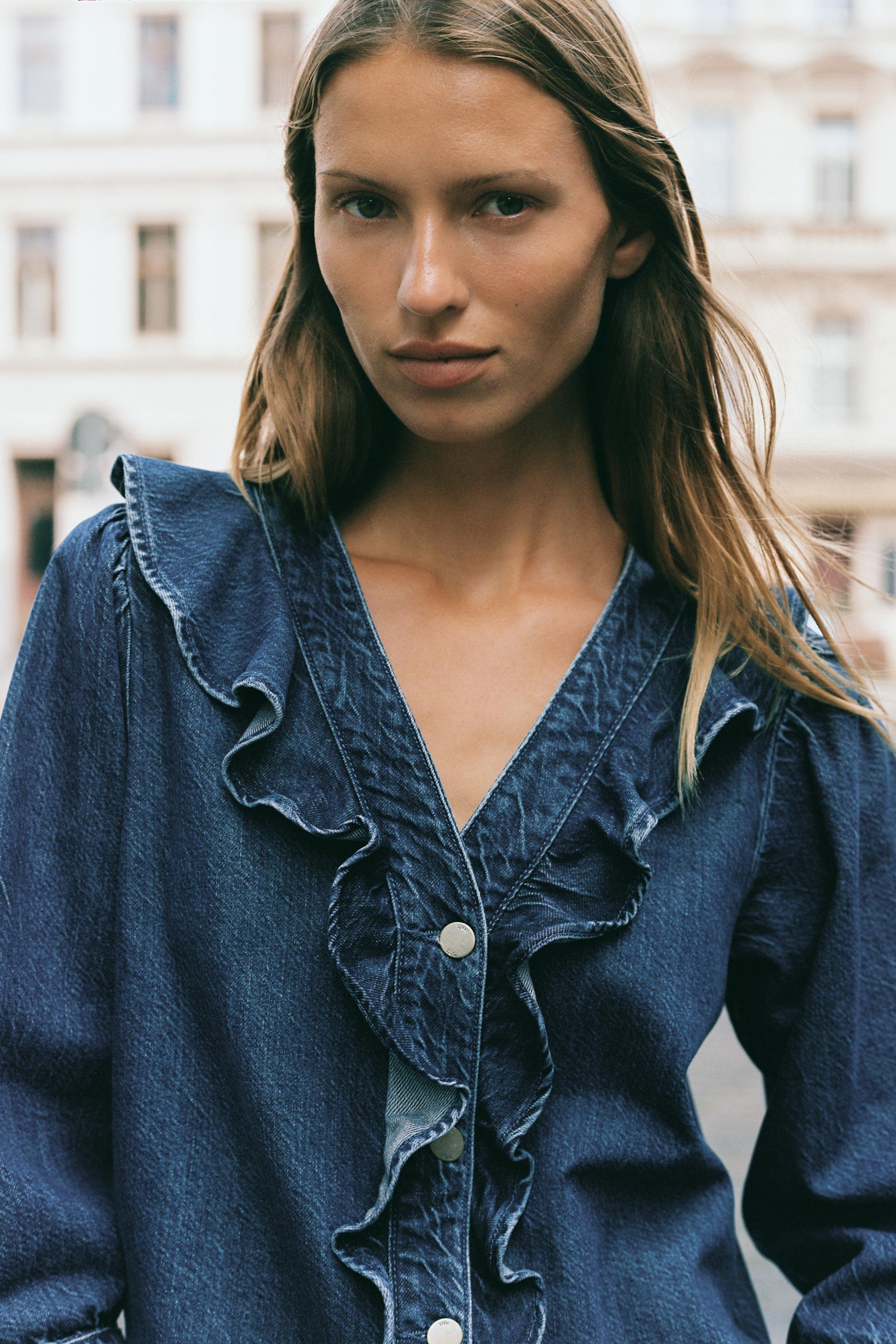 Z1975 DENIM RUFFLE SHIRT