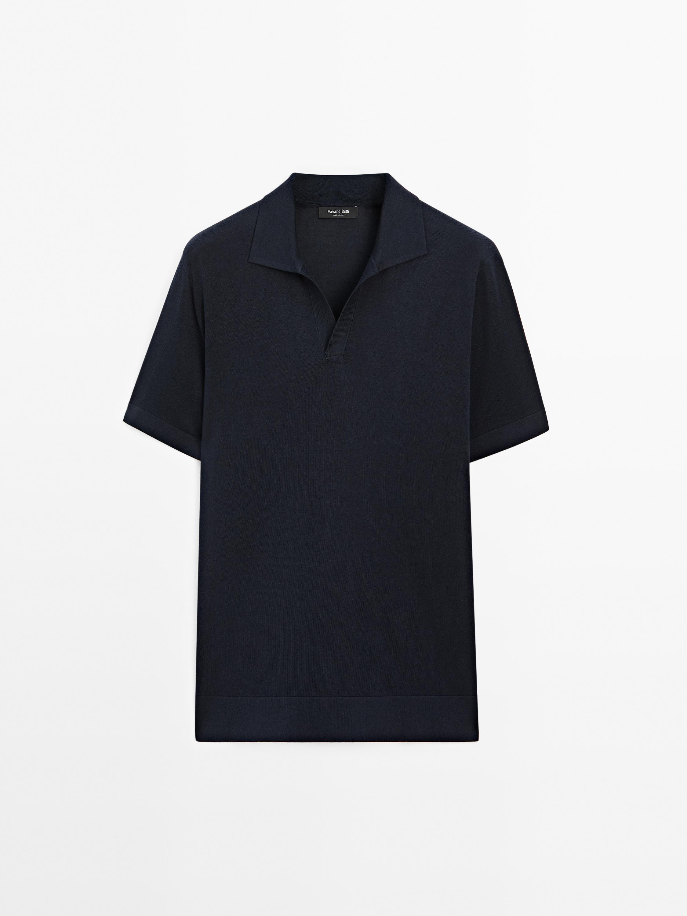 Knit V-neck polo shirt