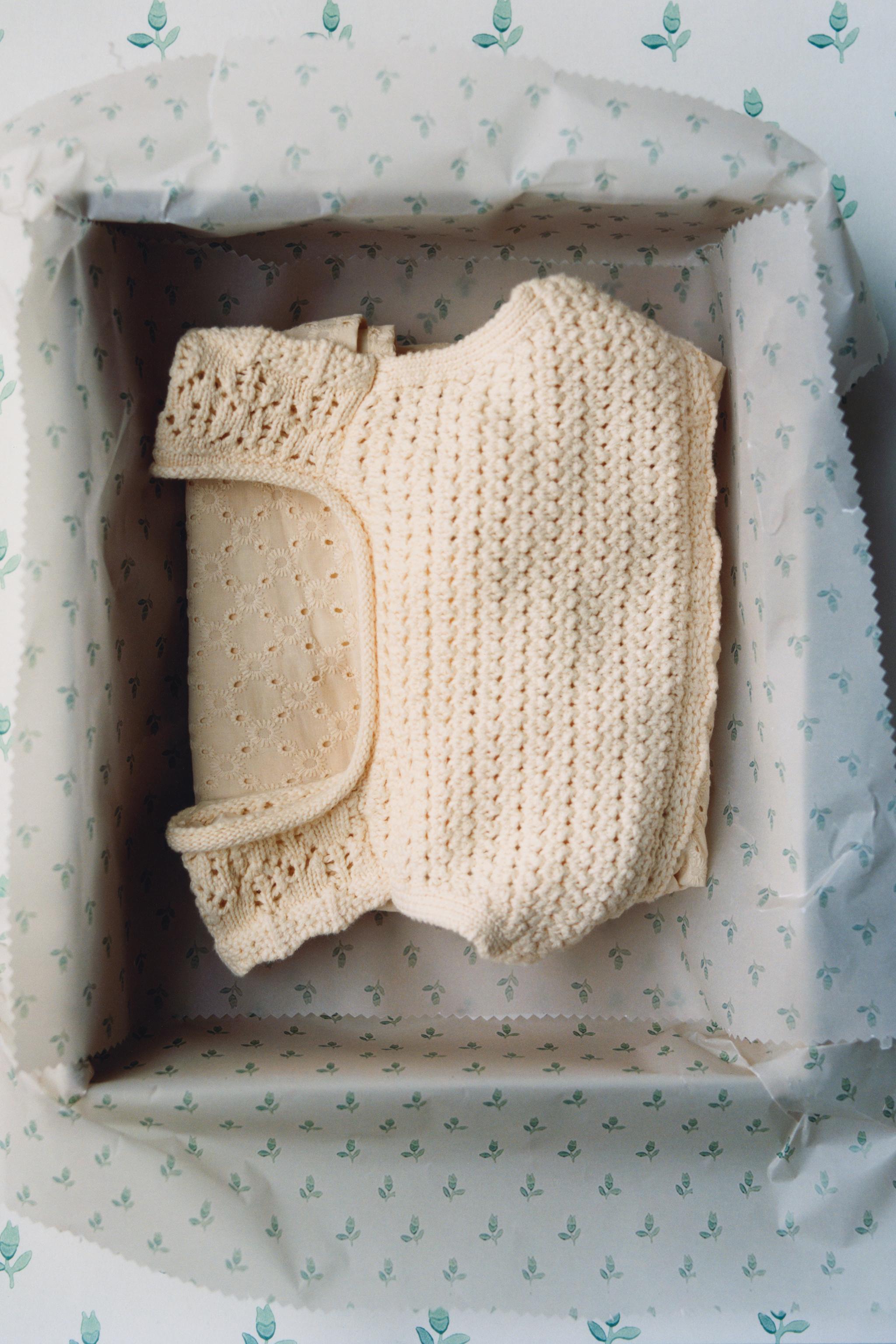 COMBINATION KNIT AND SWISS EMBROIDERED DRESS