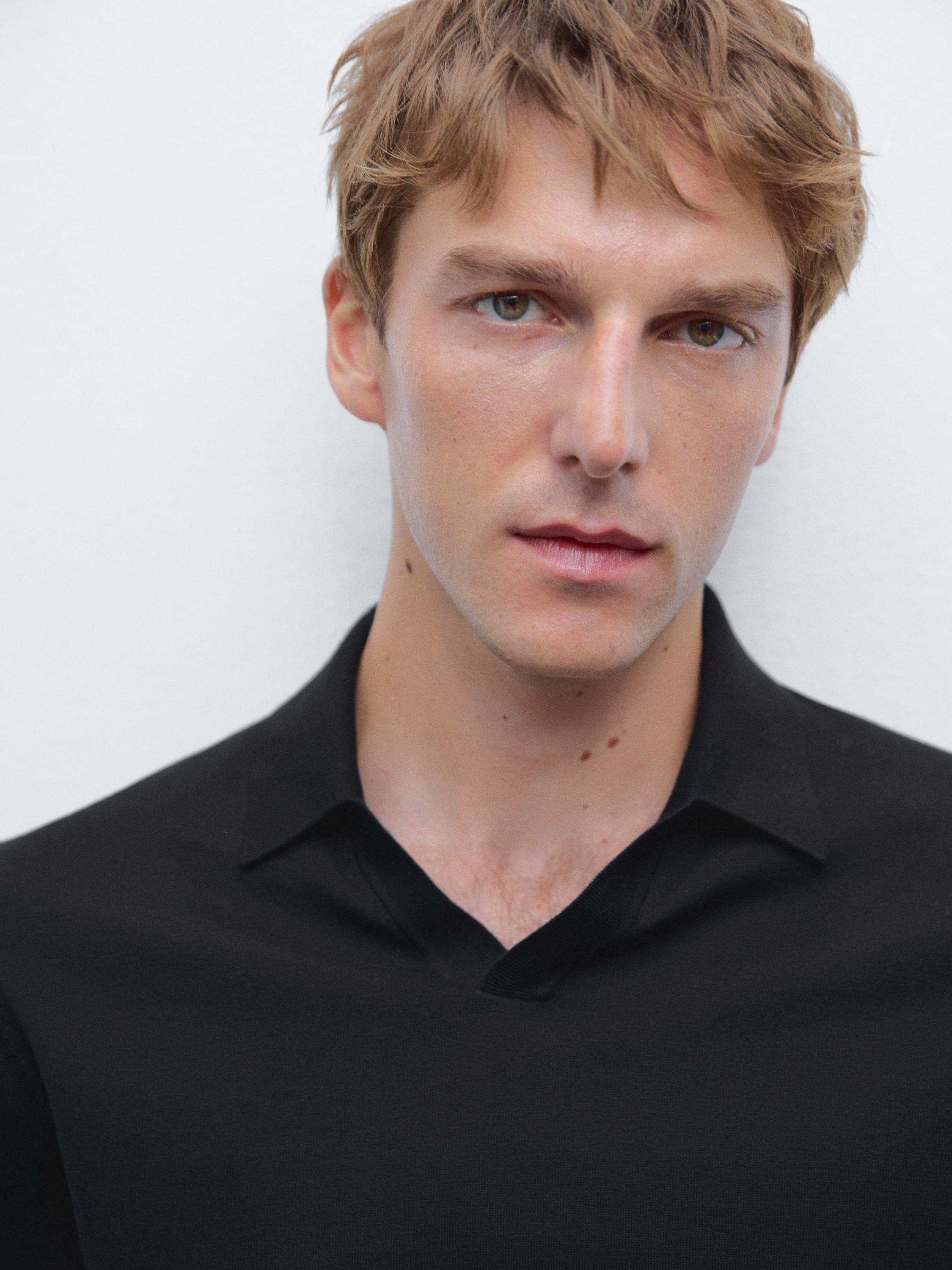 Short sleeve cotton knit polo shirt