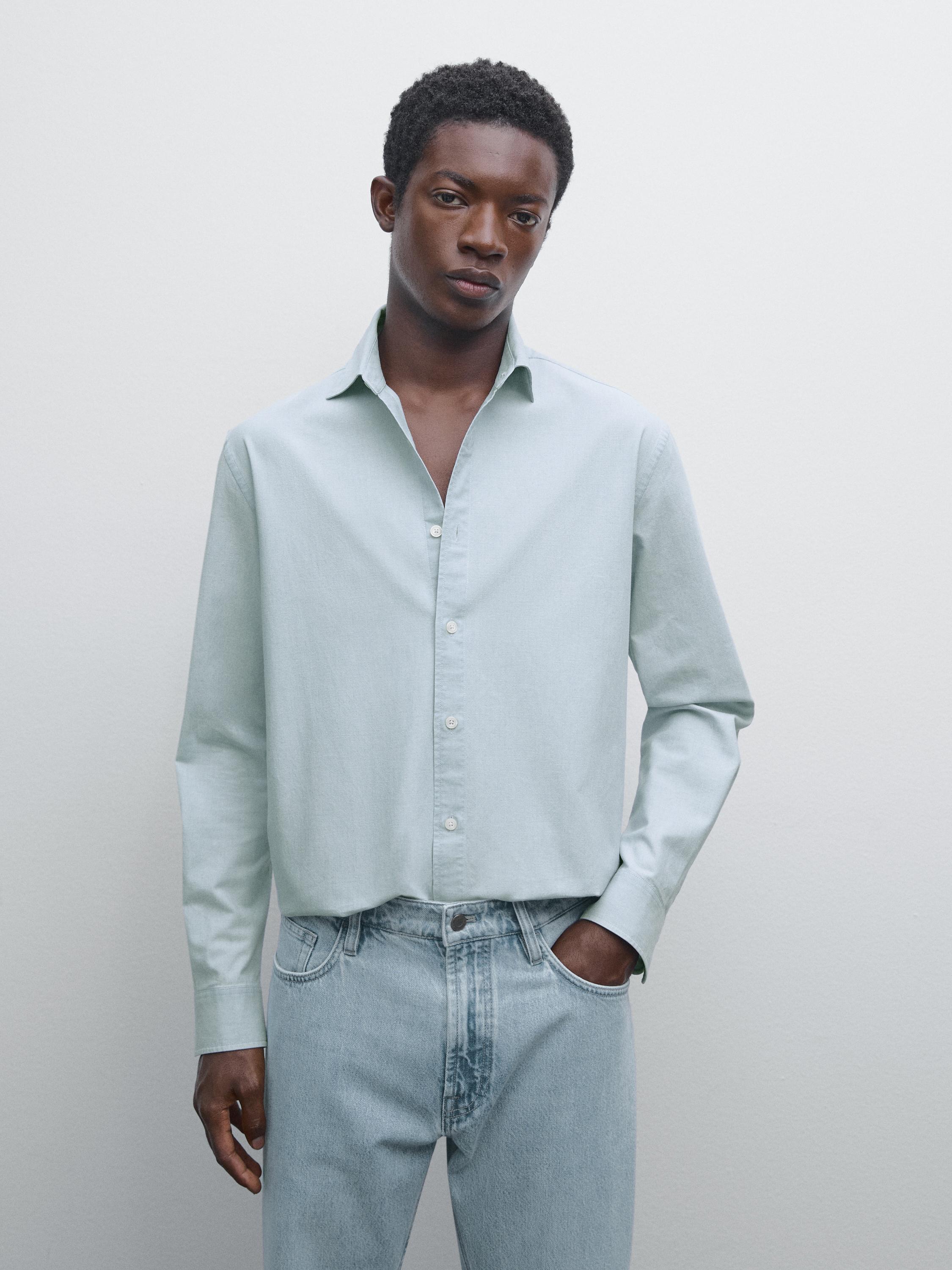 Denim slim-fit shirt