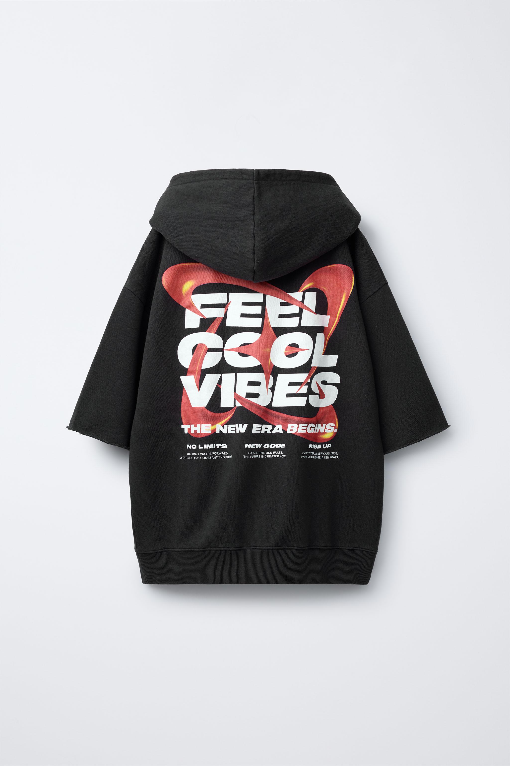 STAR WASHED EFFECT HOODED SWEATSHIRT