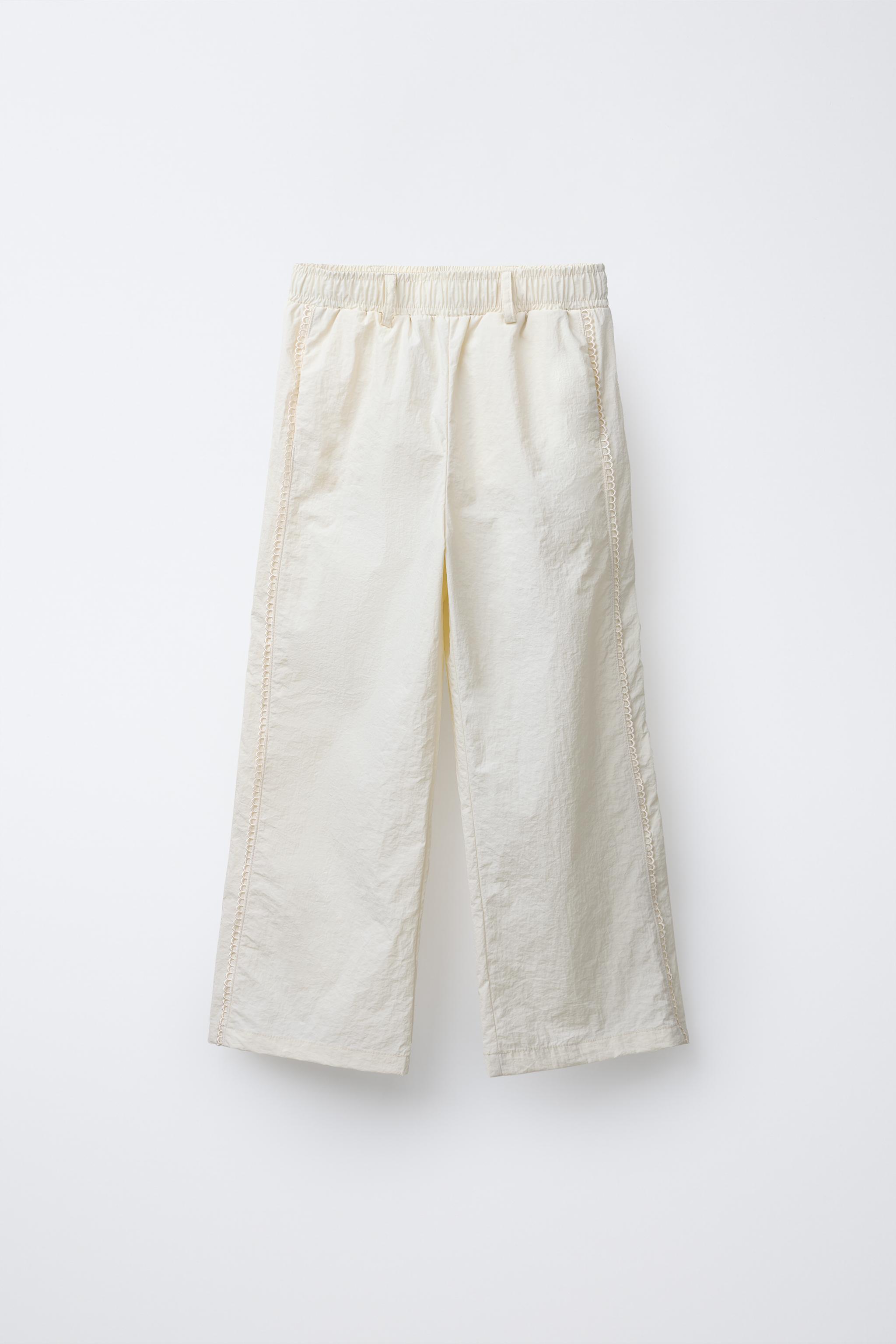 CONTRAST NYLON STRAIGHT LEG PANTS