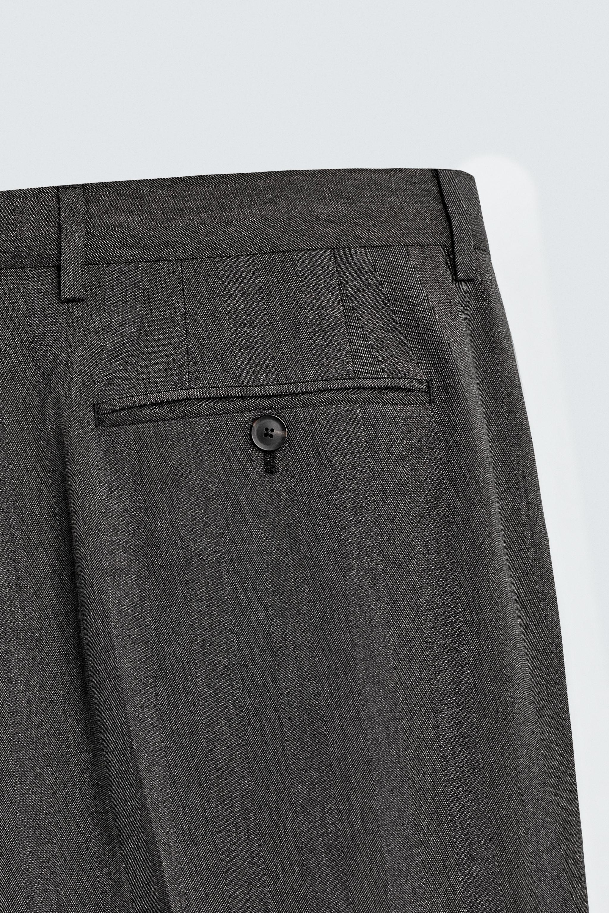 HERRINGBONE SUIT PANTS