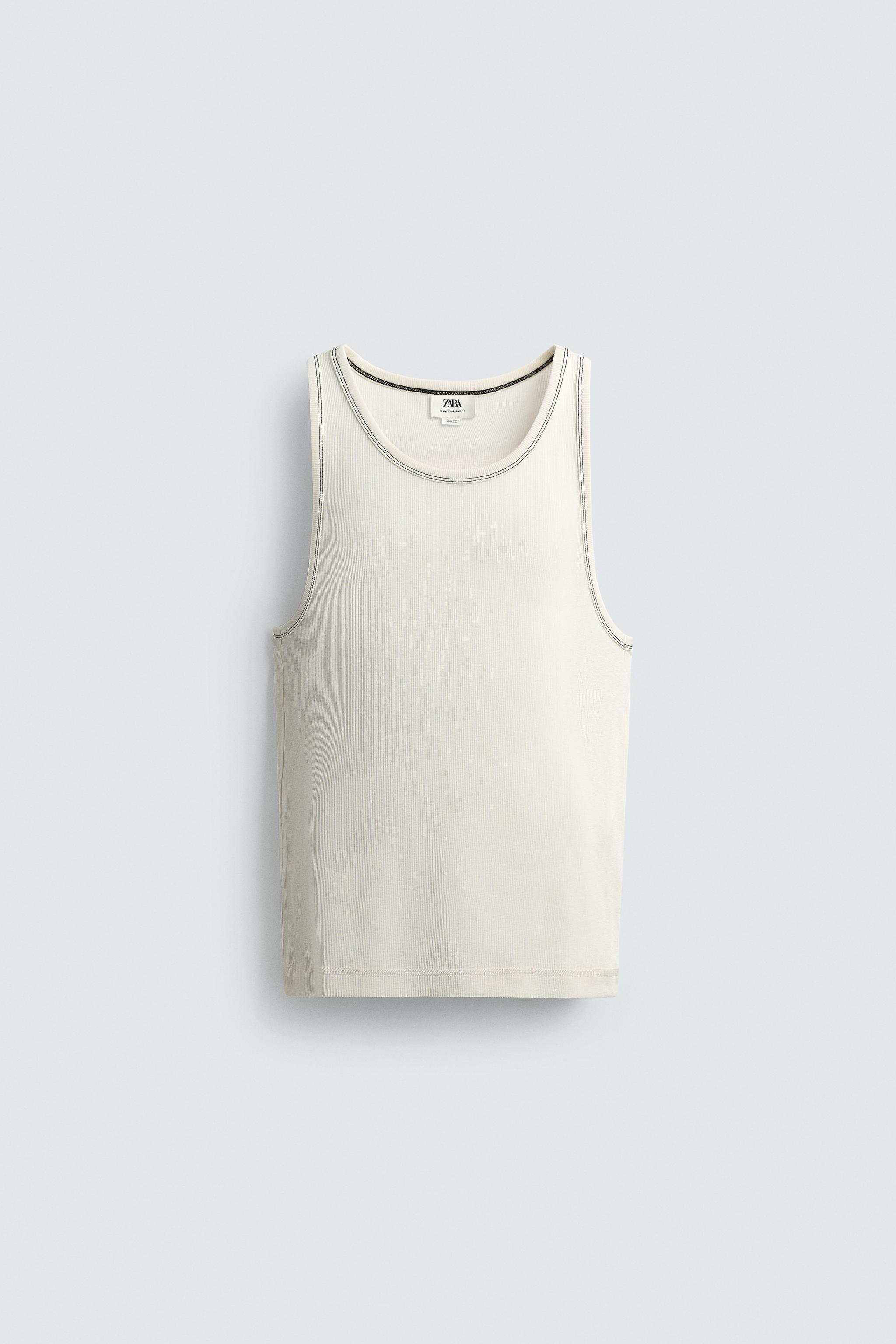CONTRAST TOPSTITCHED TANK TOP
