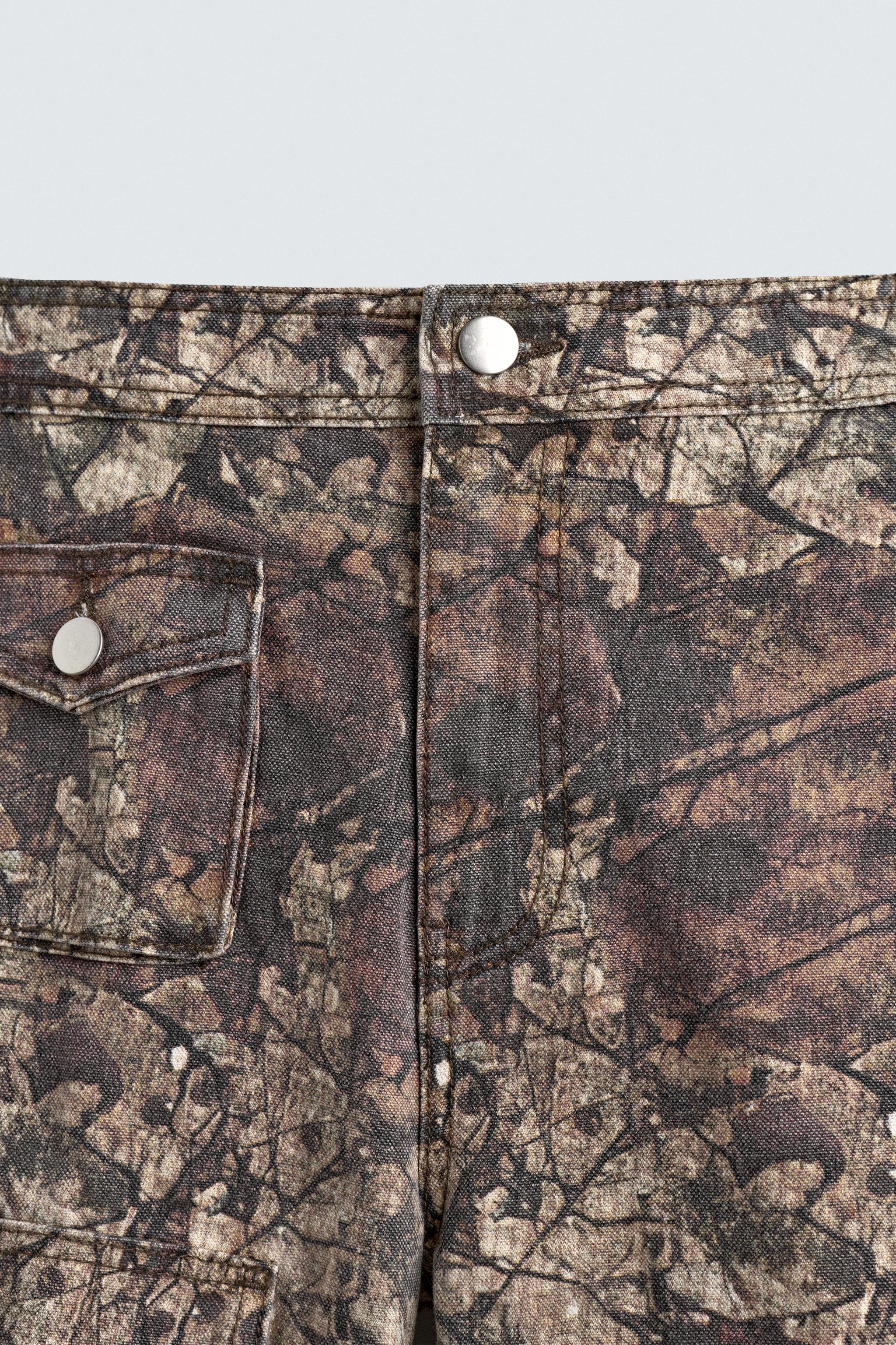 ABSTRACT PRINT POCKET CARGO PANTS