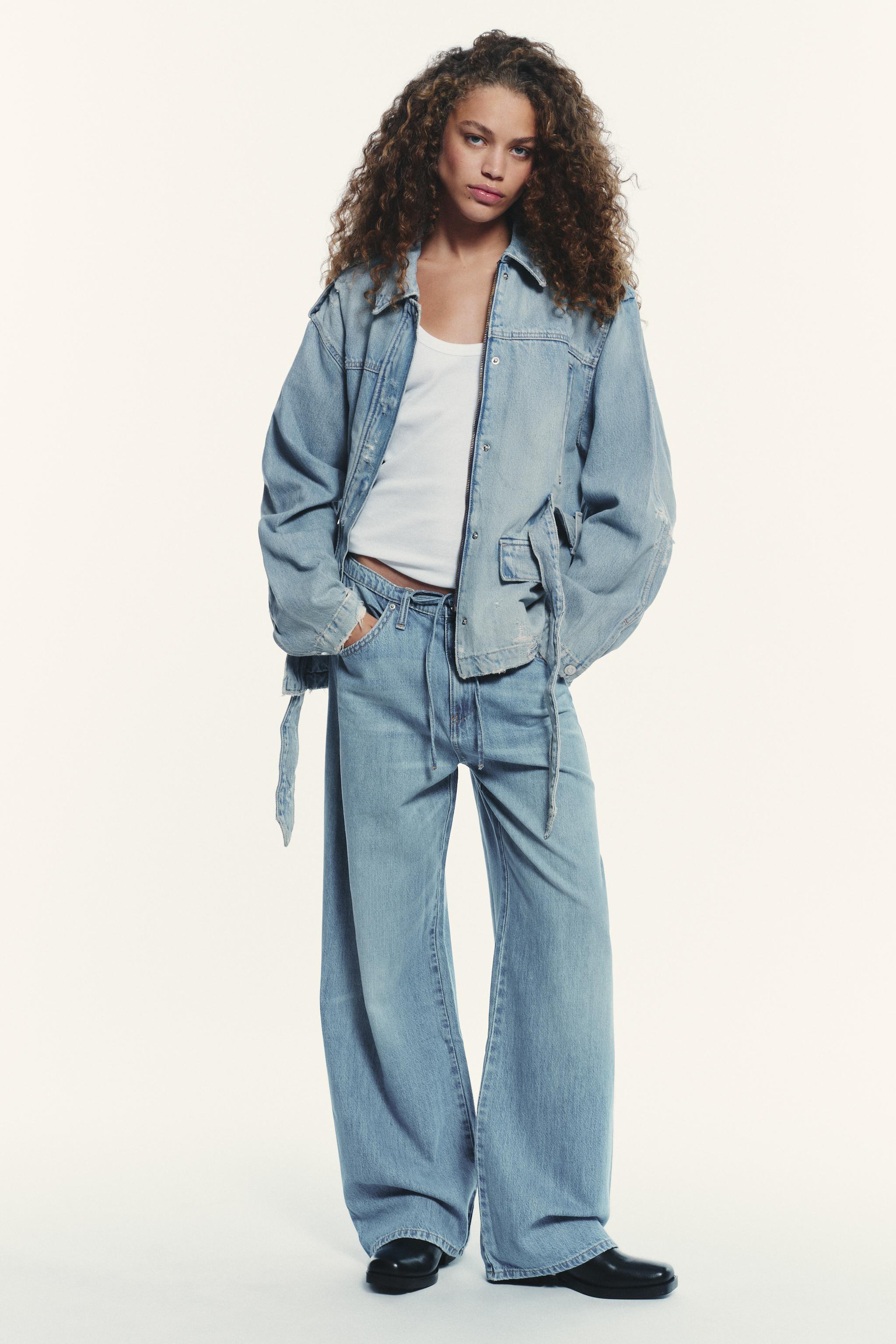 TRF FLOWY DRAWSTRING DENIM PANTS