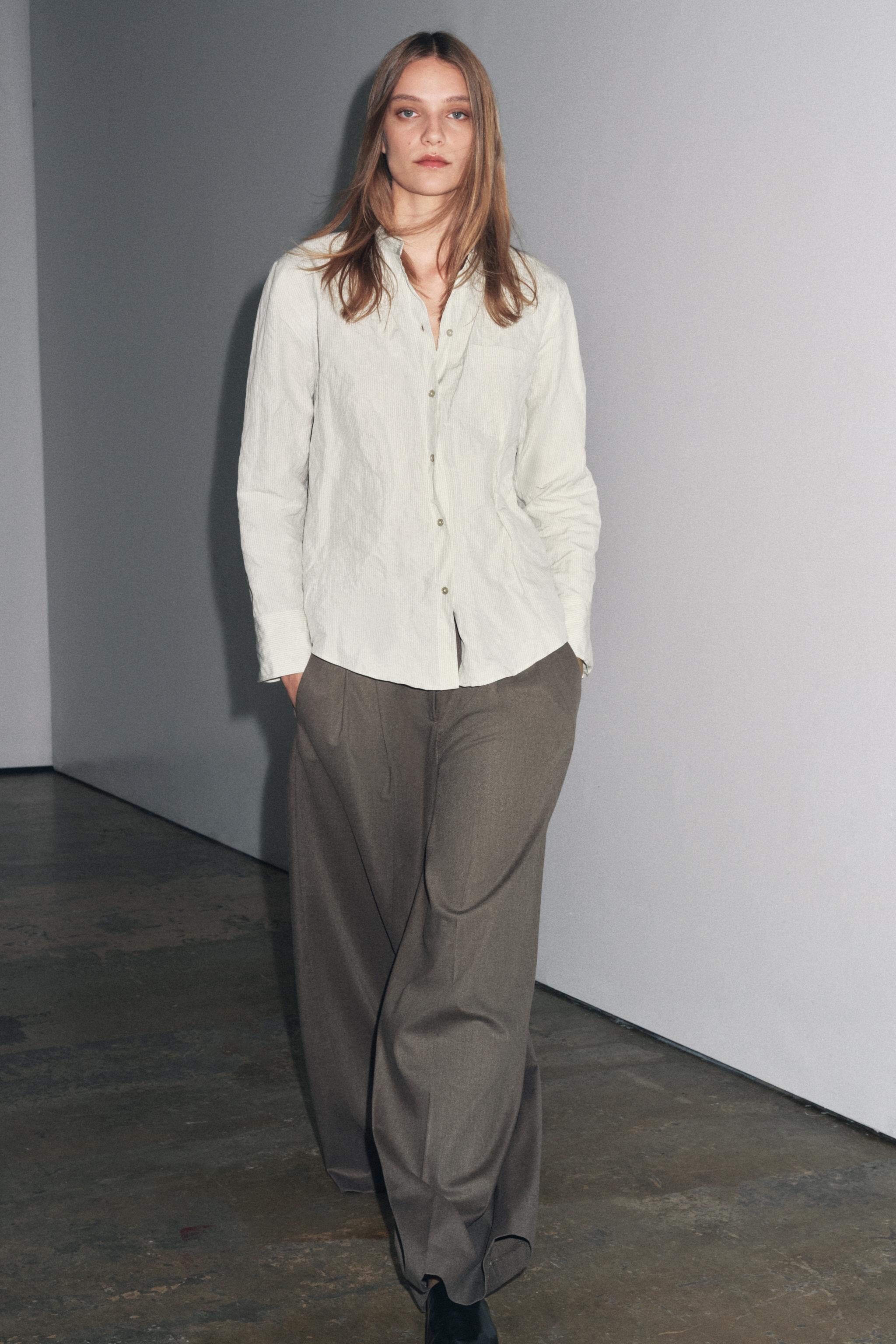 ZW COLLECTION CRINKLED STRIPED SHIRT