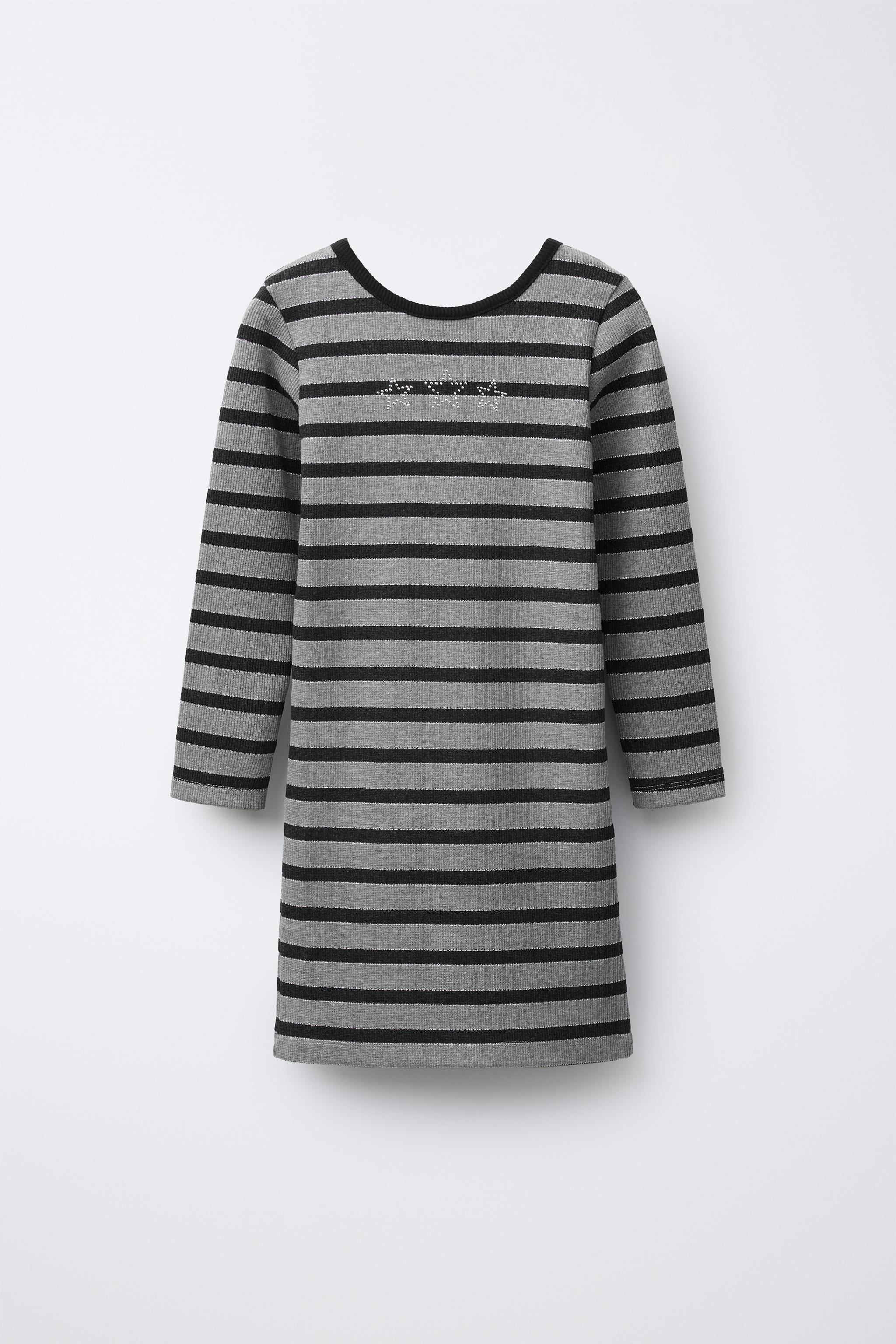 SPARKLY STRIPED RIBBED DRESS