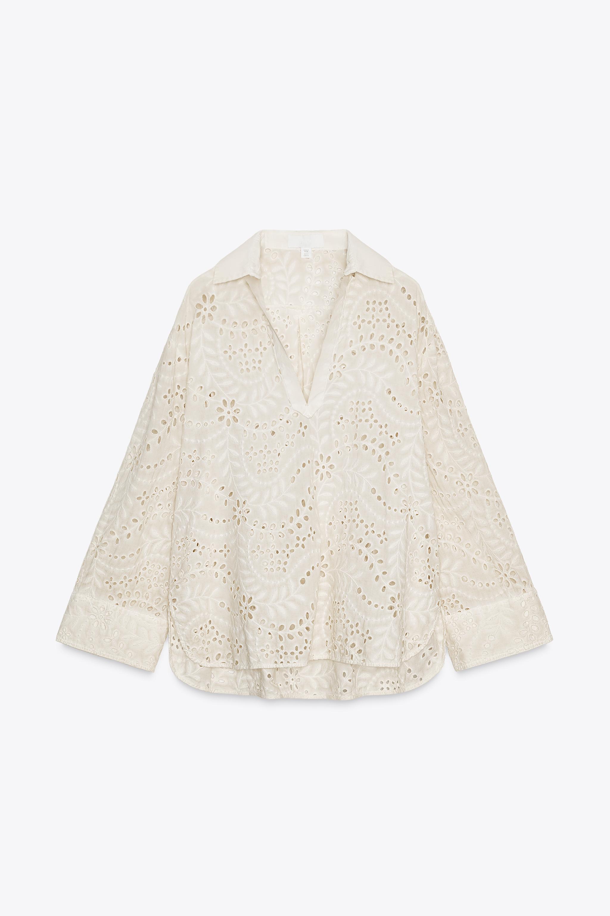 ZW COLLECTION PERFORATED EMBROIDERY SHIRT