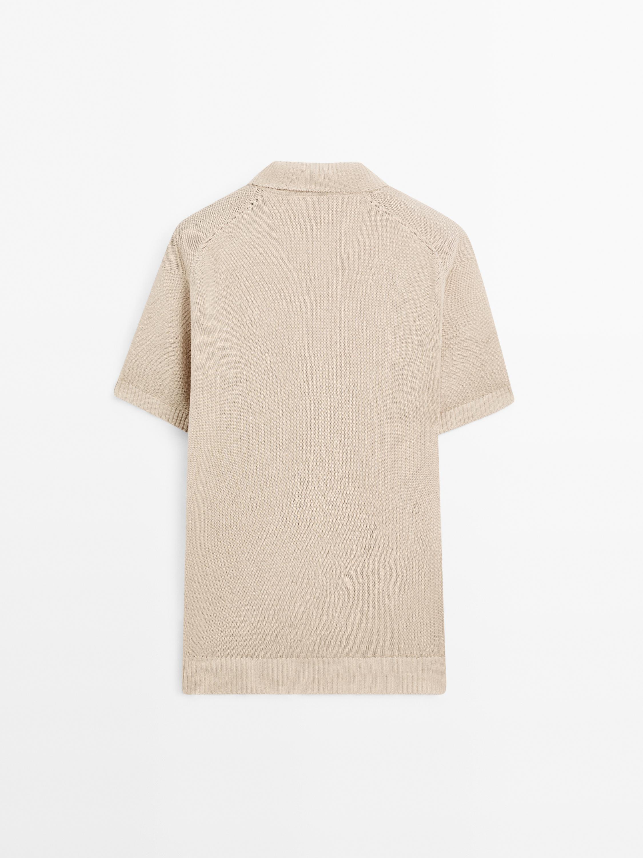 Knit V-neck polo shirt