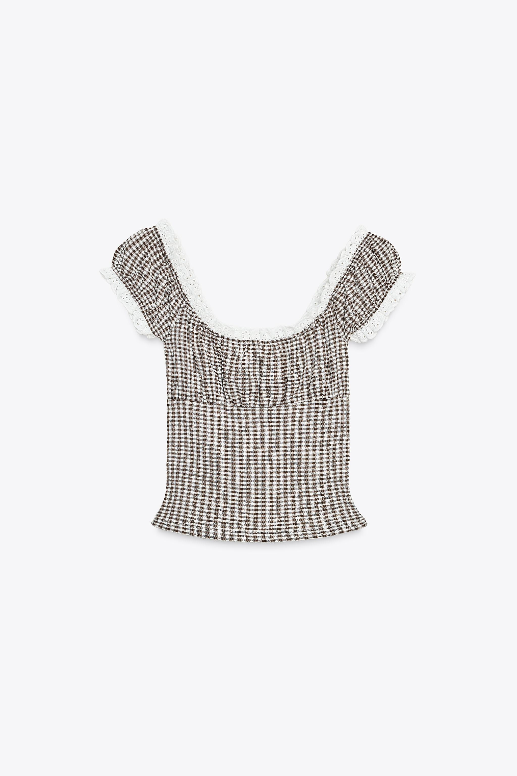 GINGHAM LACE TOP