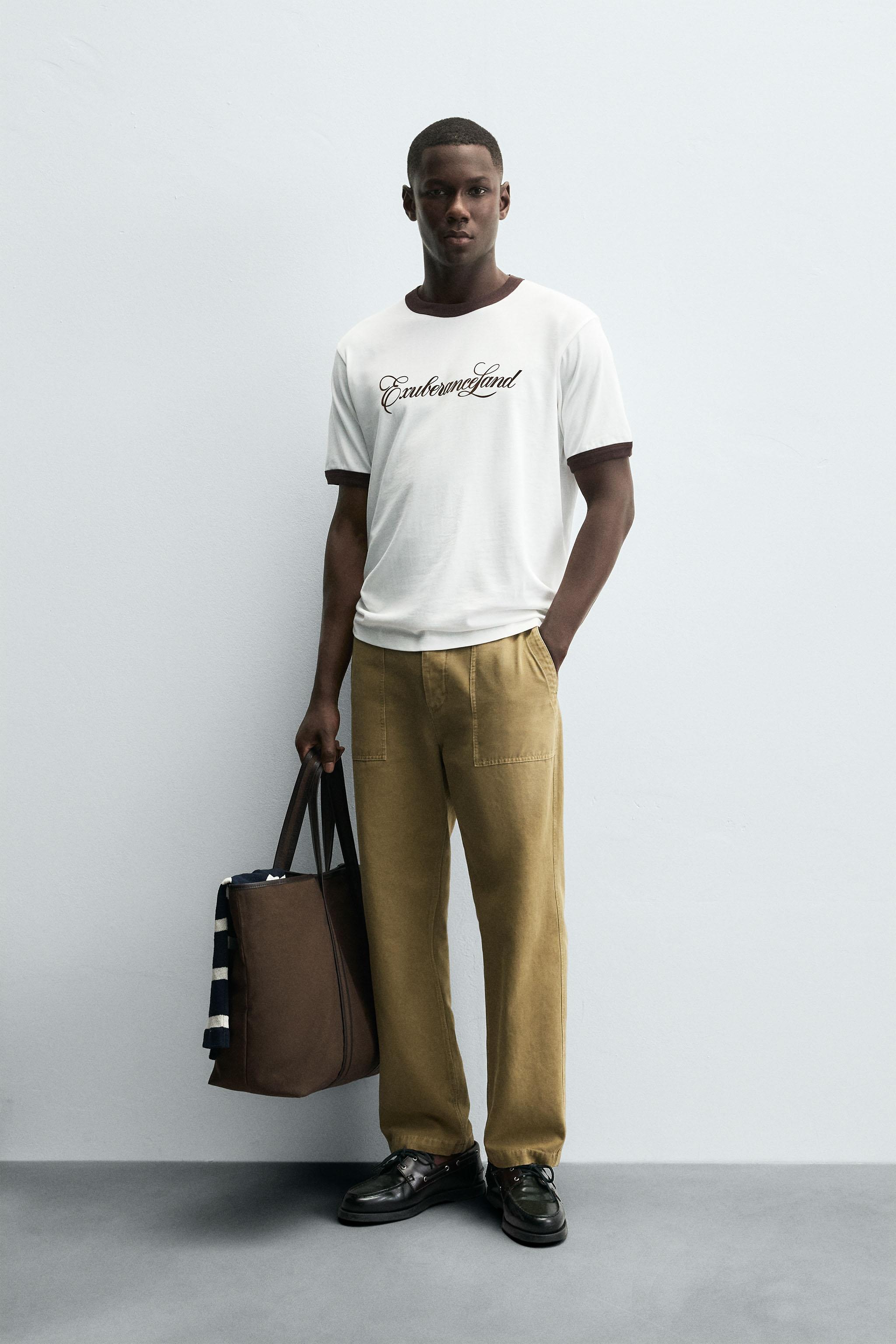 CONTRAST TEXT RIB T-SHIRT