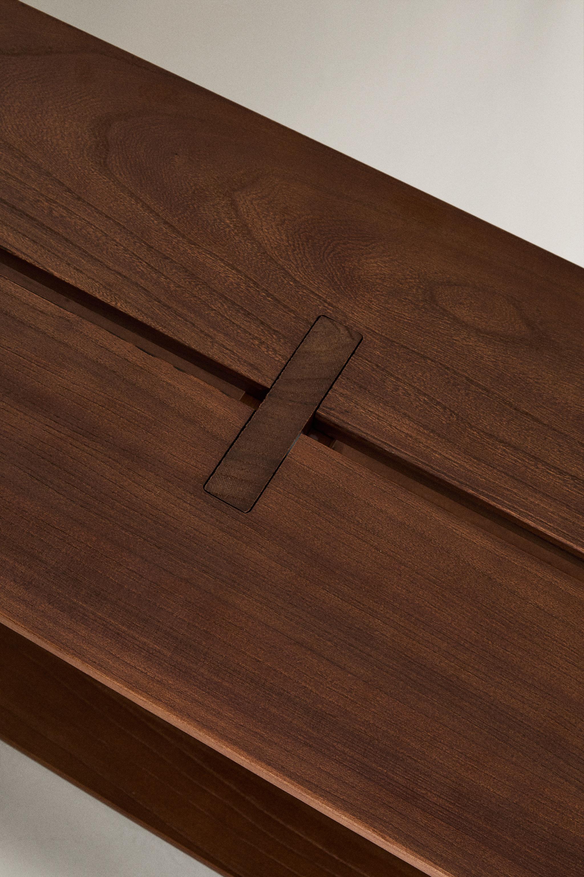 ELM WOOD SHELVING UNIT WITH TWO SHELVES