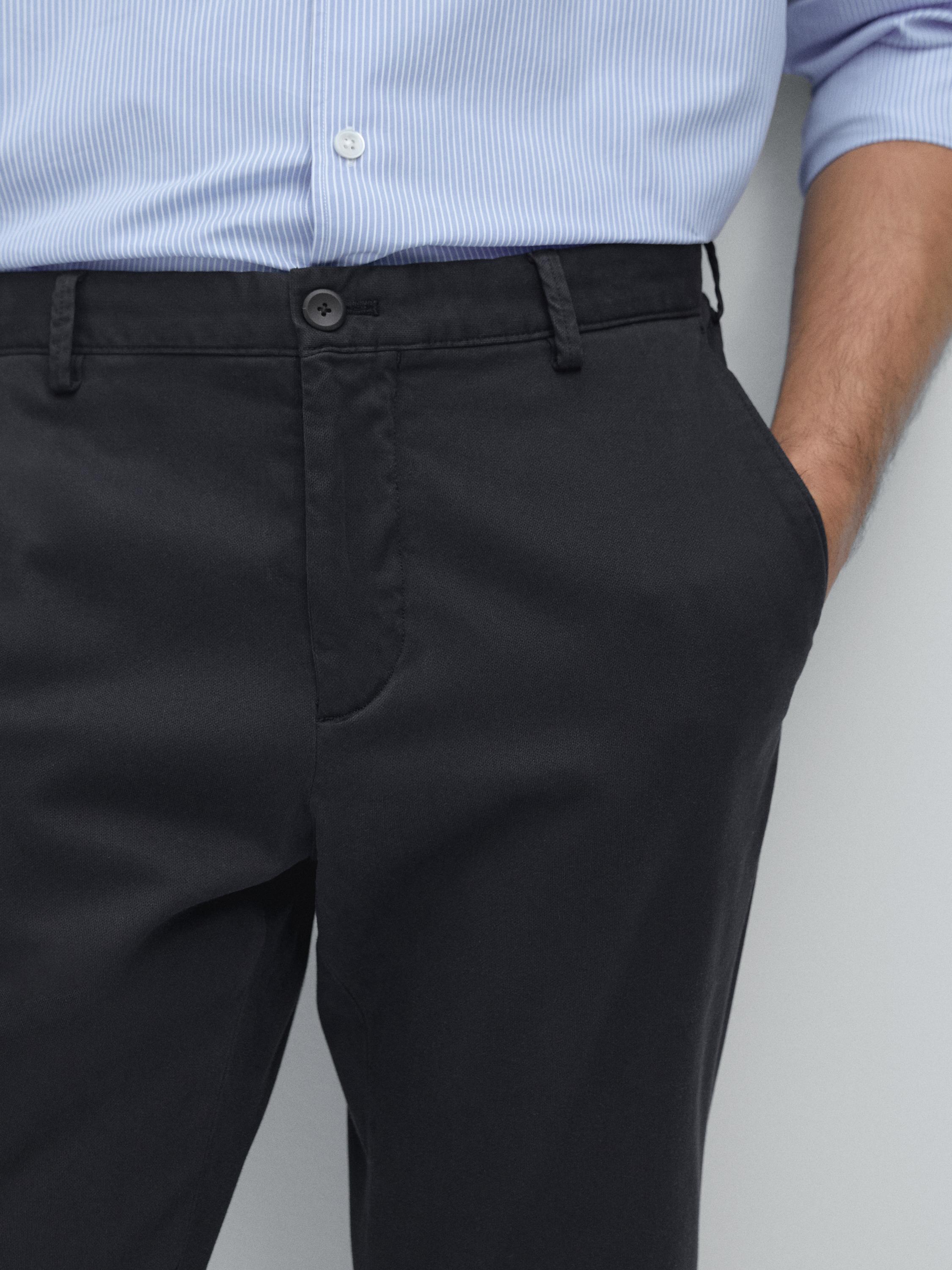 Slim fit textured trousers