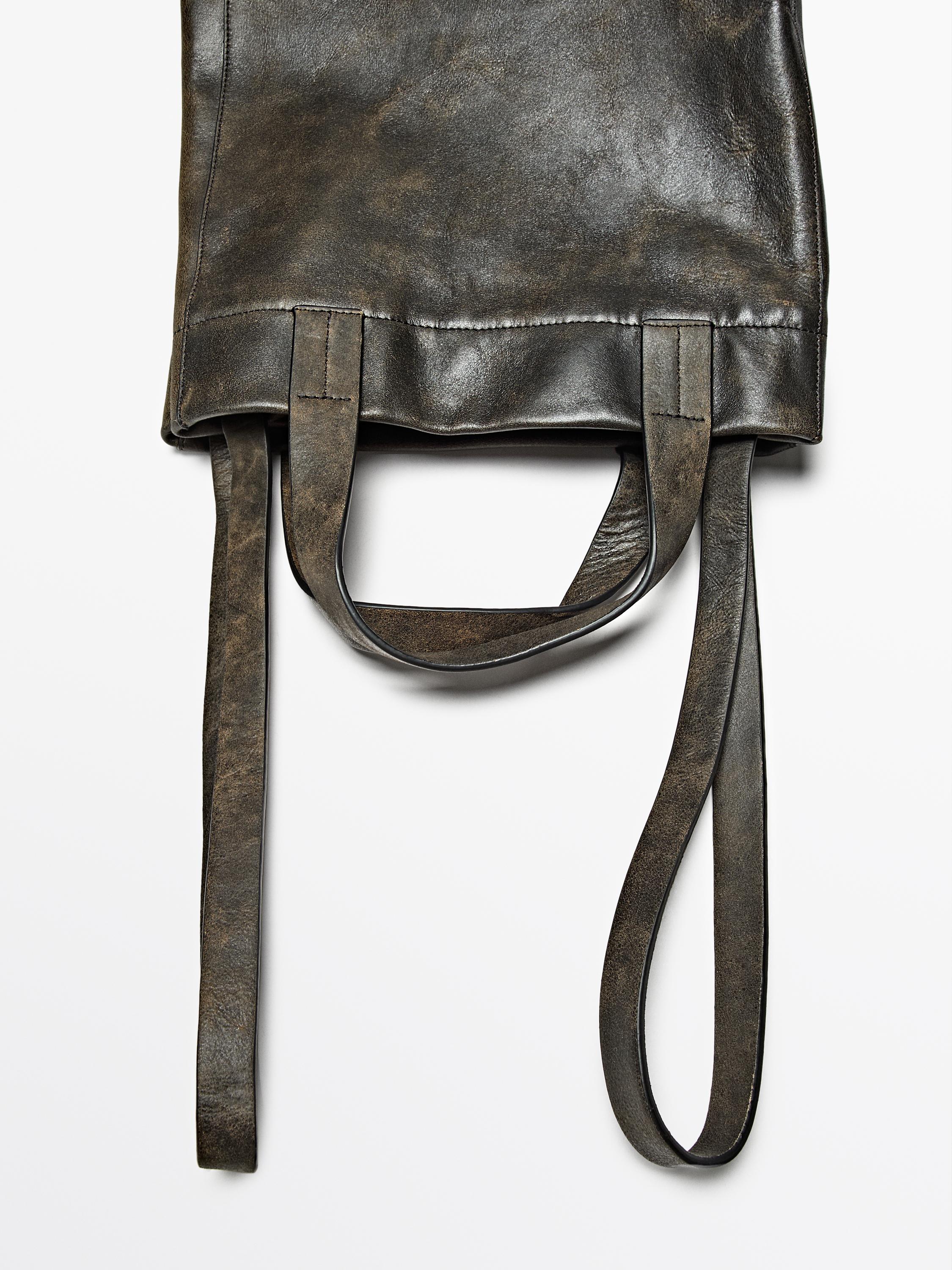 Crackled nappa leather tote bag