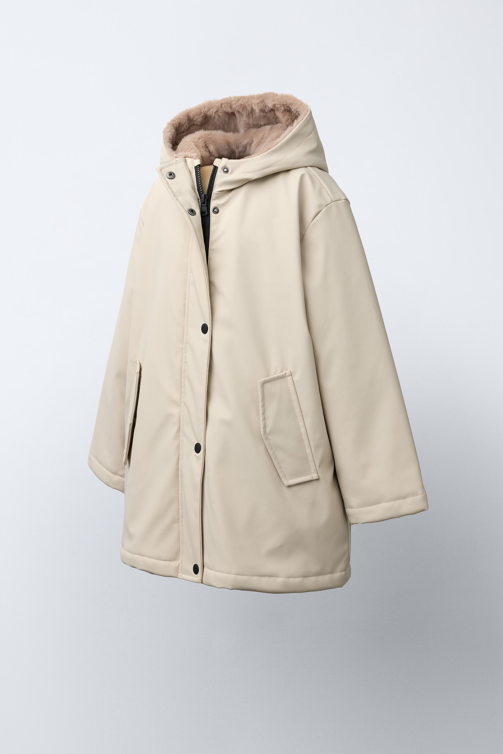 WATER REPELLENT FAUX FUR LINED RUBBERIZED JACKET