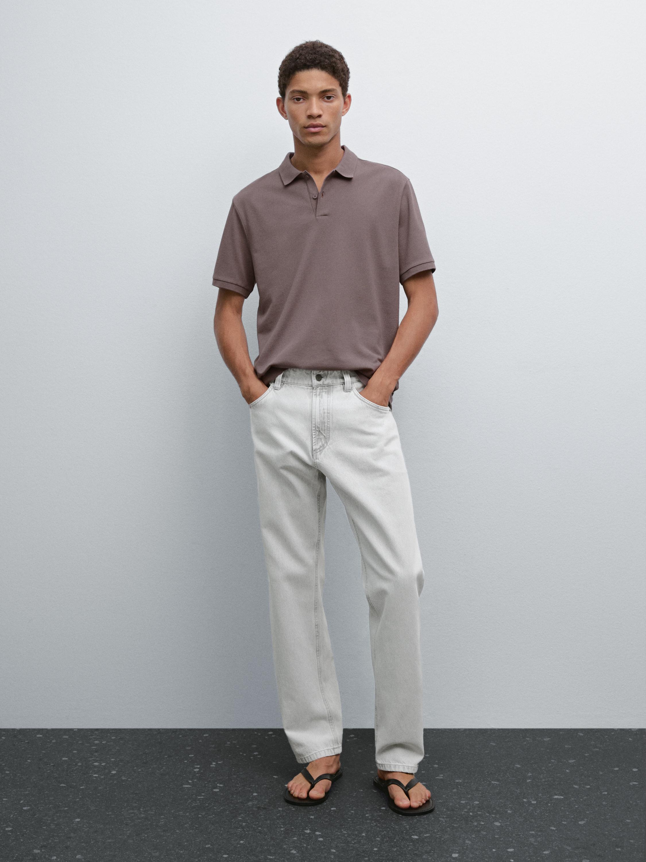 Micro textured piqué cotton polo shirt
