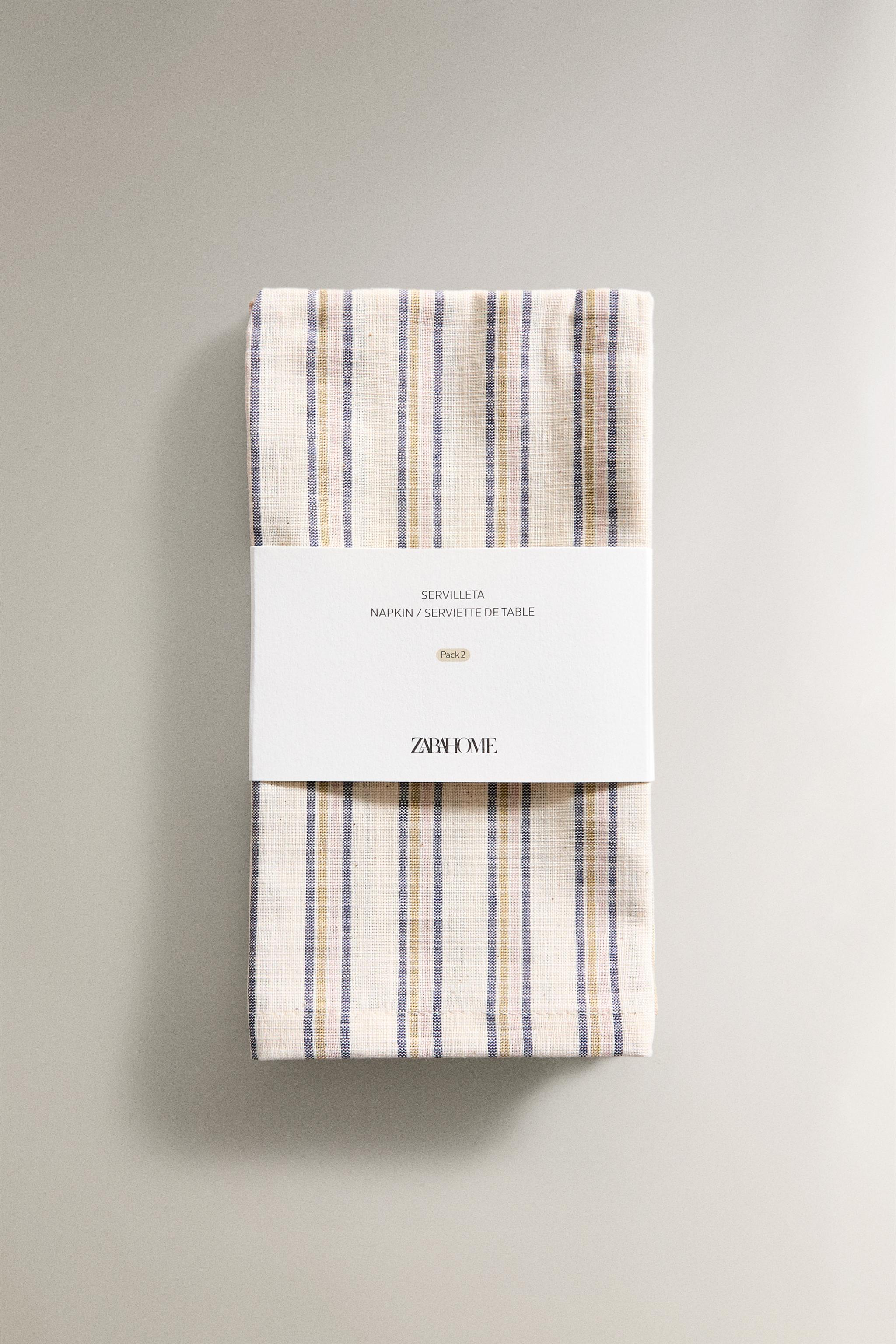 SET OF DYED THREAD STRIPED NAPKINS (SET OF 2)