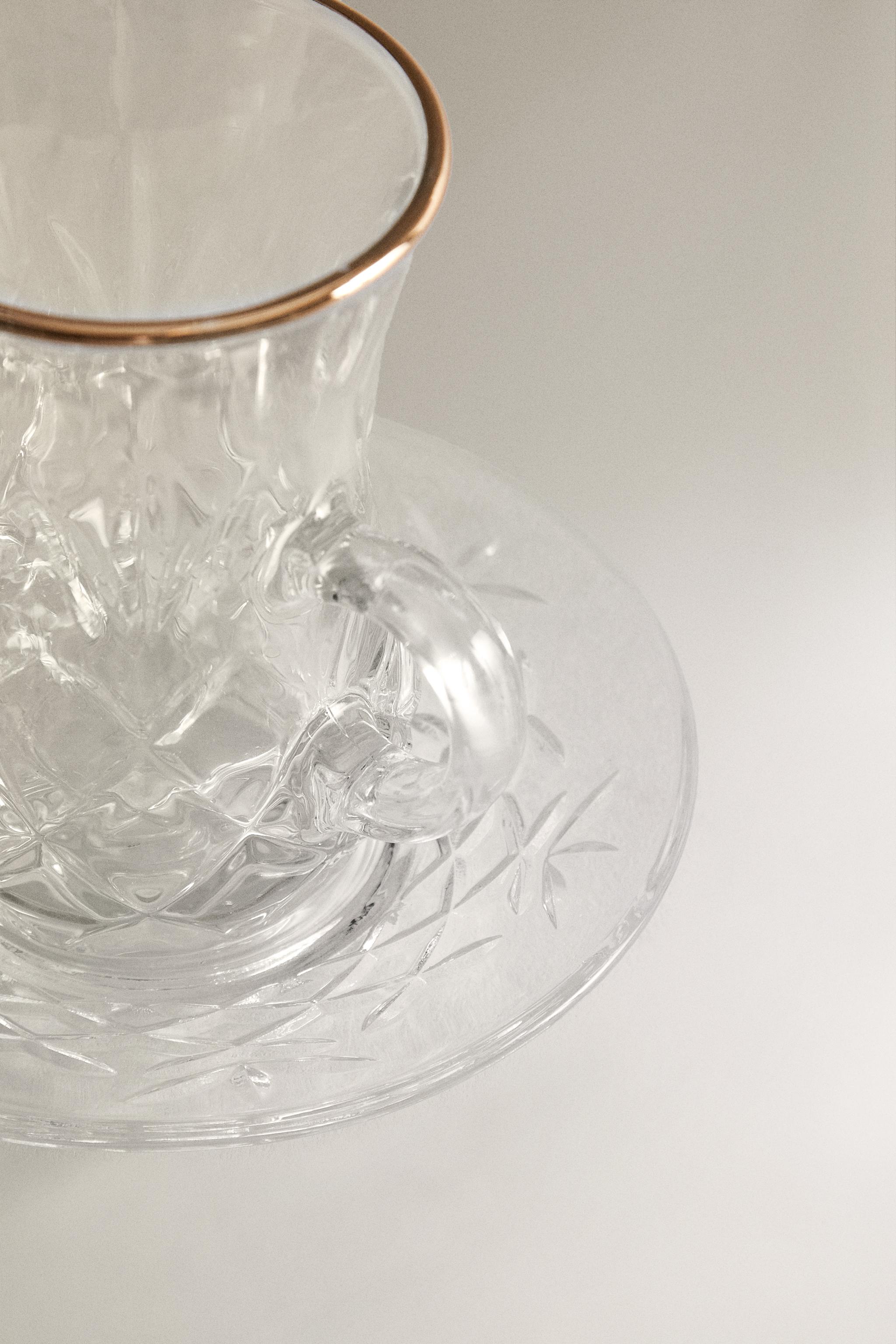 ENGRAVED GLASS TEACUP