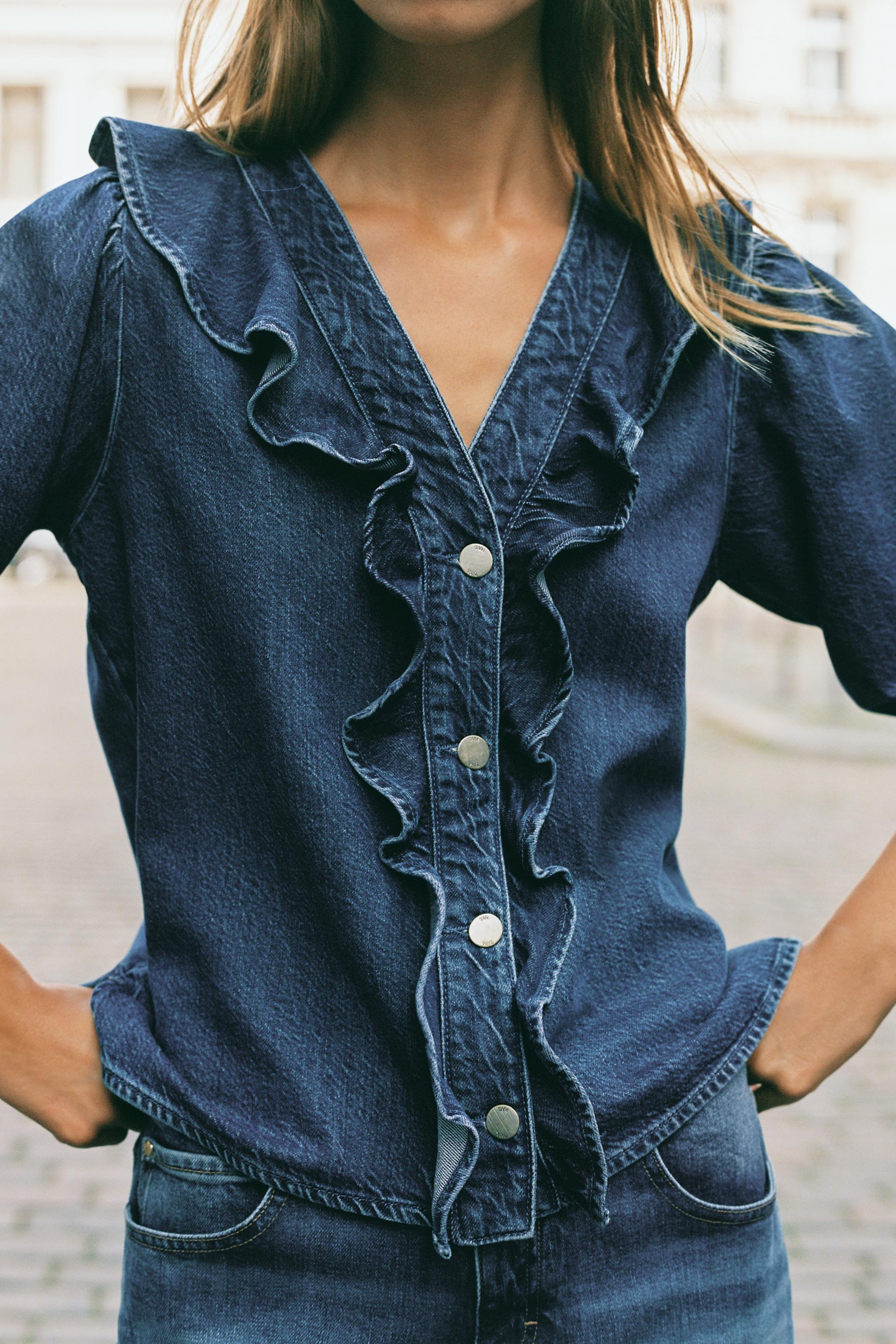 Z1975 DENIM RUFFLE SHIRT