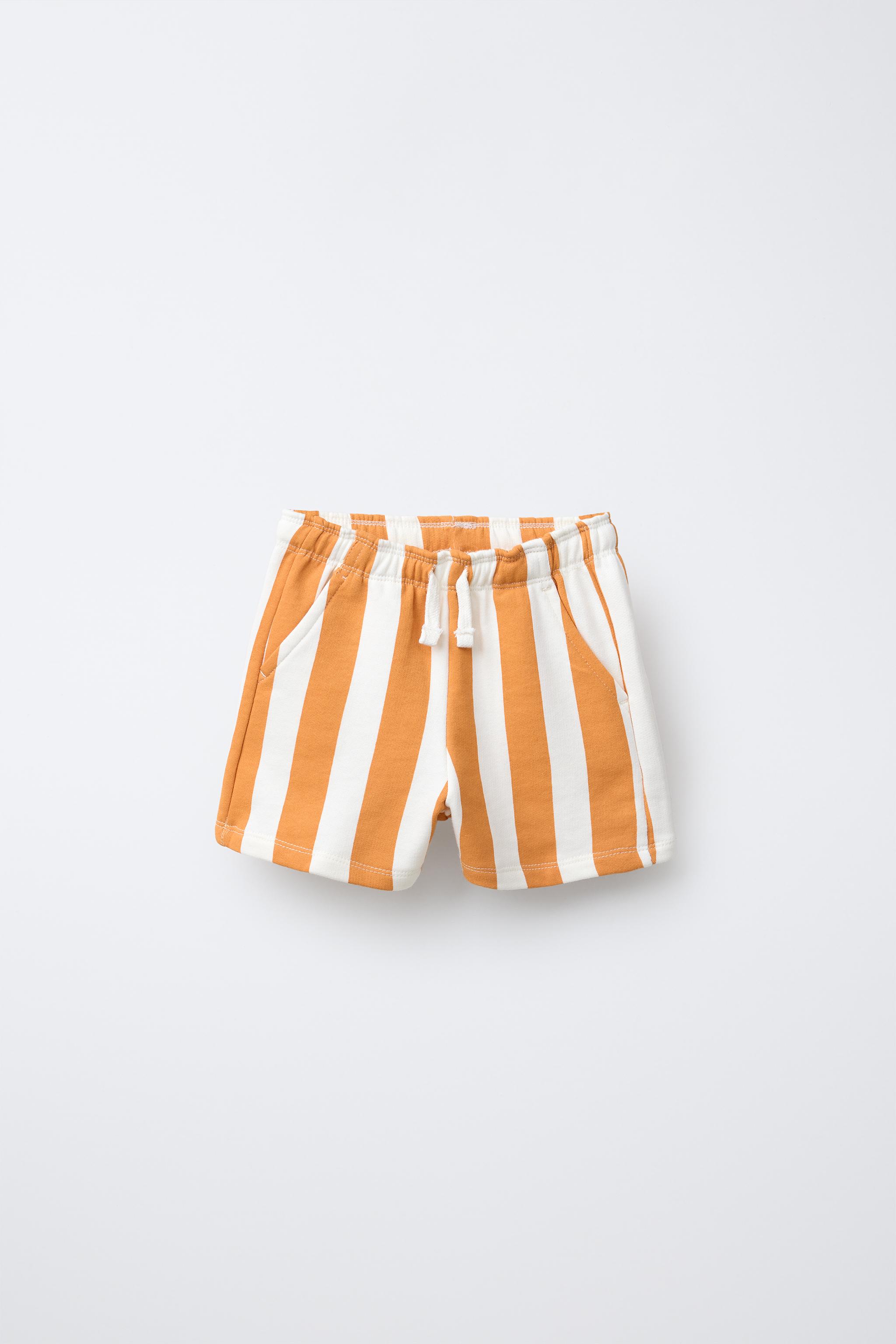 STRIPED STRAIGHT PLUSH SHORTS