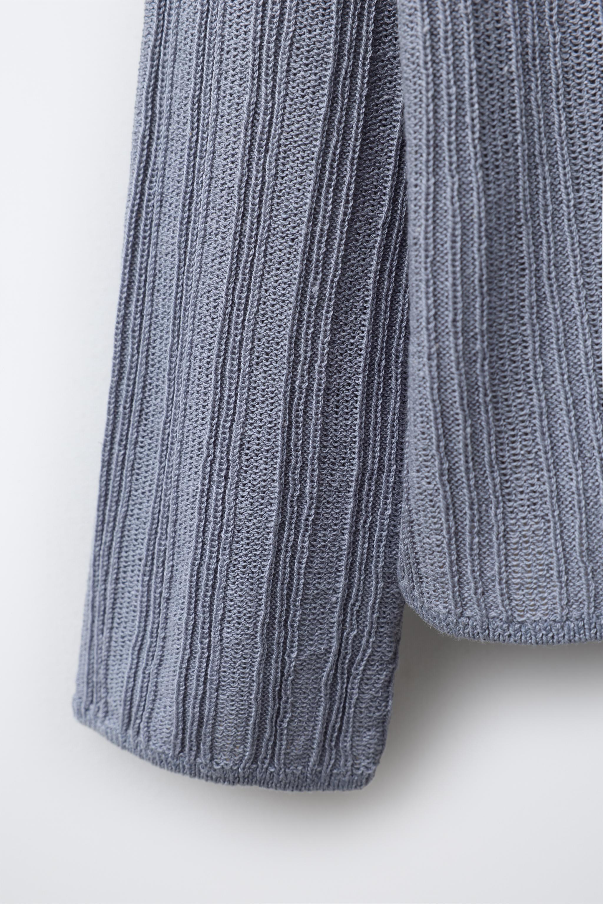 RIB KNIT CARDIGAN WITH LINEN