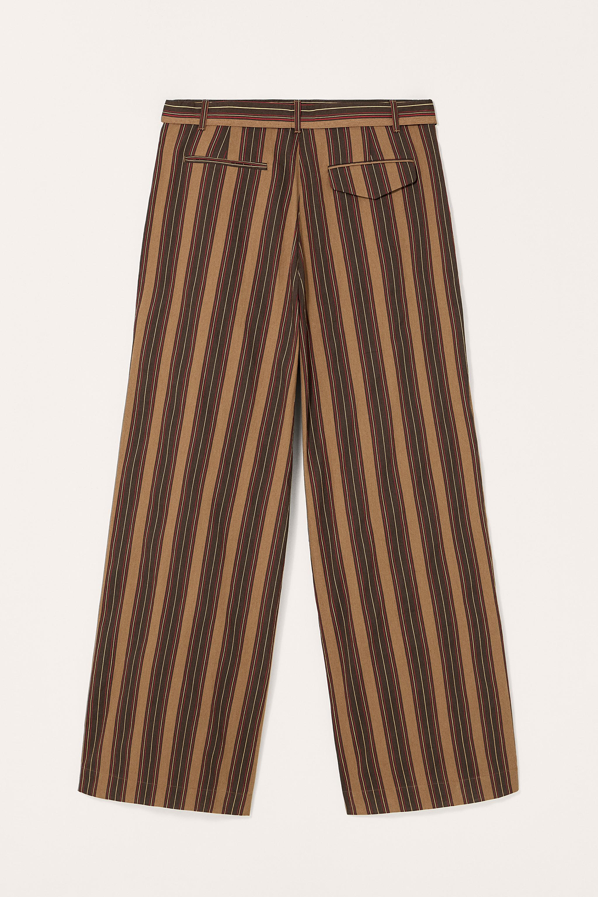 LIMITED EDITION STRIPED BELTED PANTS
