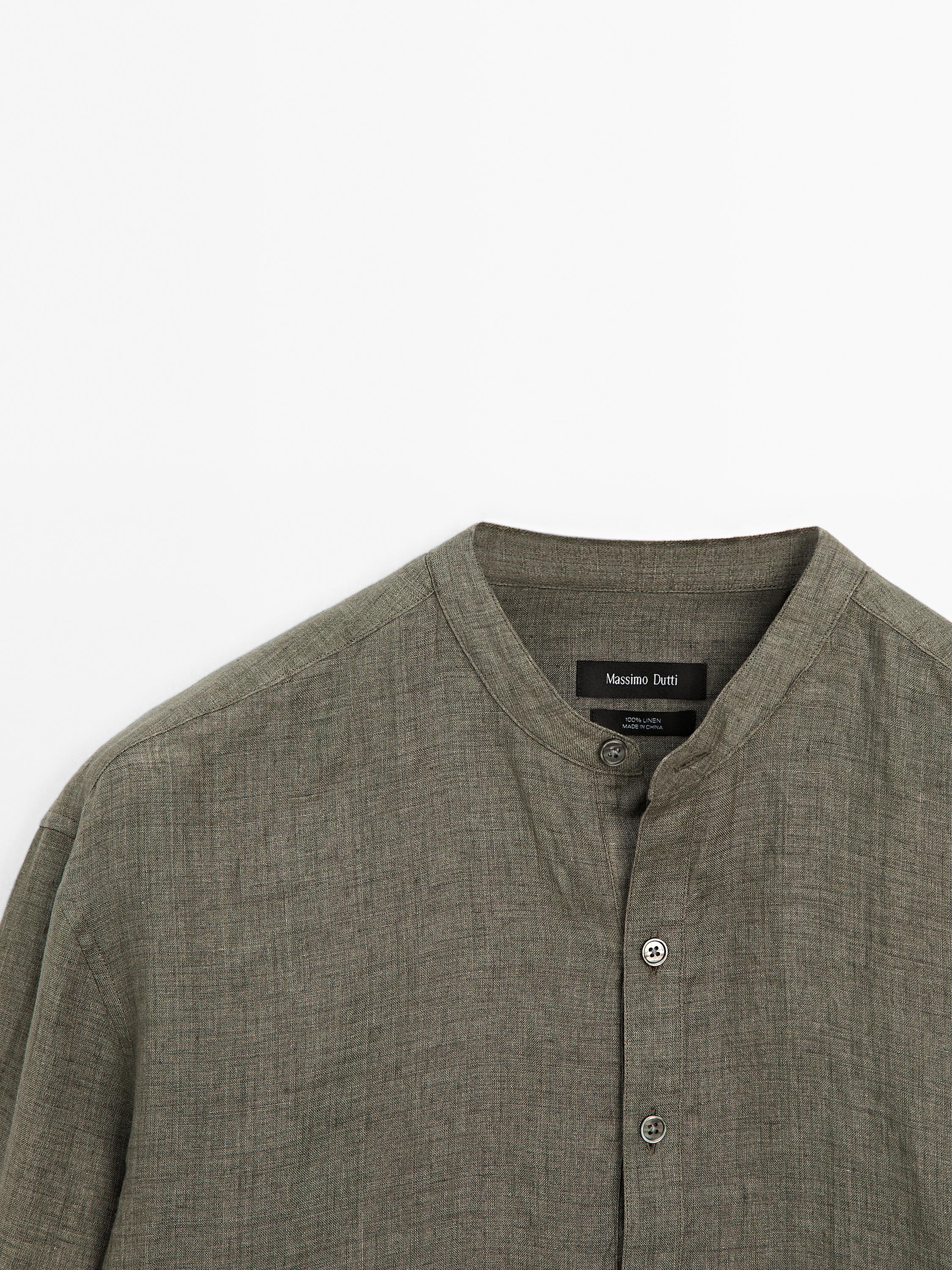 Regular fit faded linen shirt