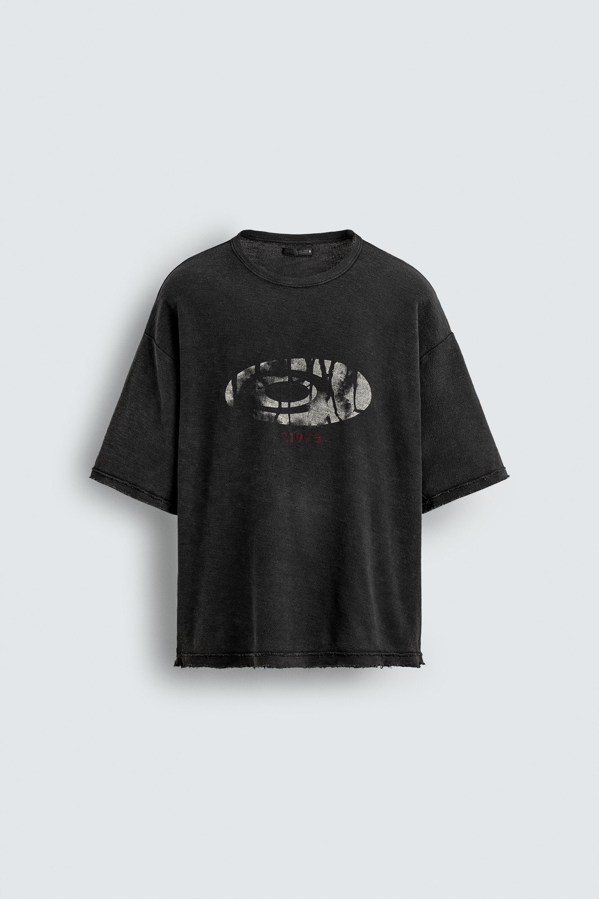 WASHED PRINT KNIT T-SHIRT