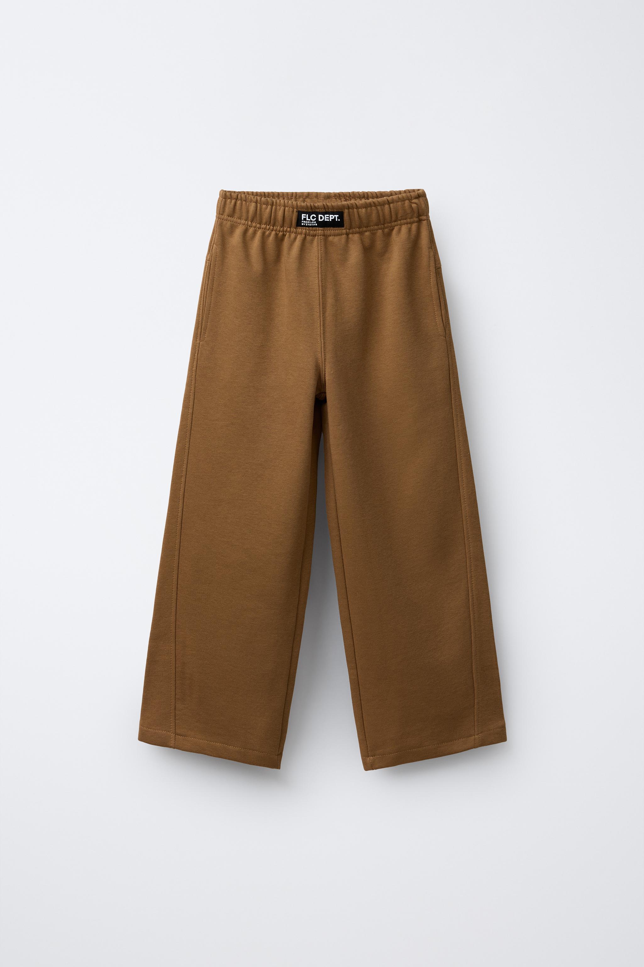 STRAIGHT PLUSH PANTS WITH LABEL