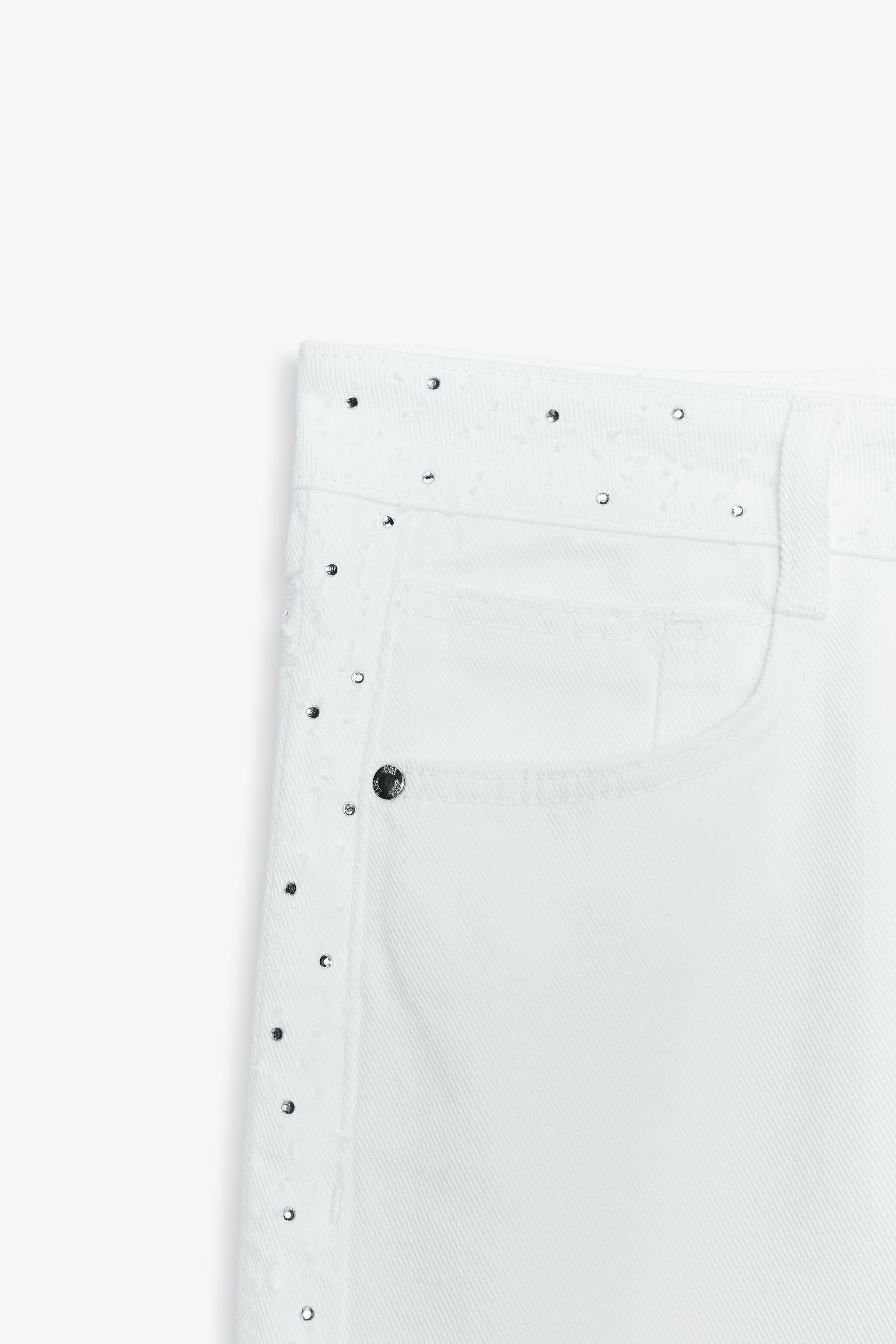 Z1975 HIGH RISE WIDE LEG RHINESTONE JEANS