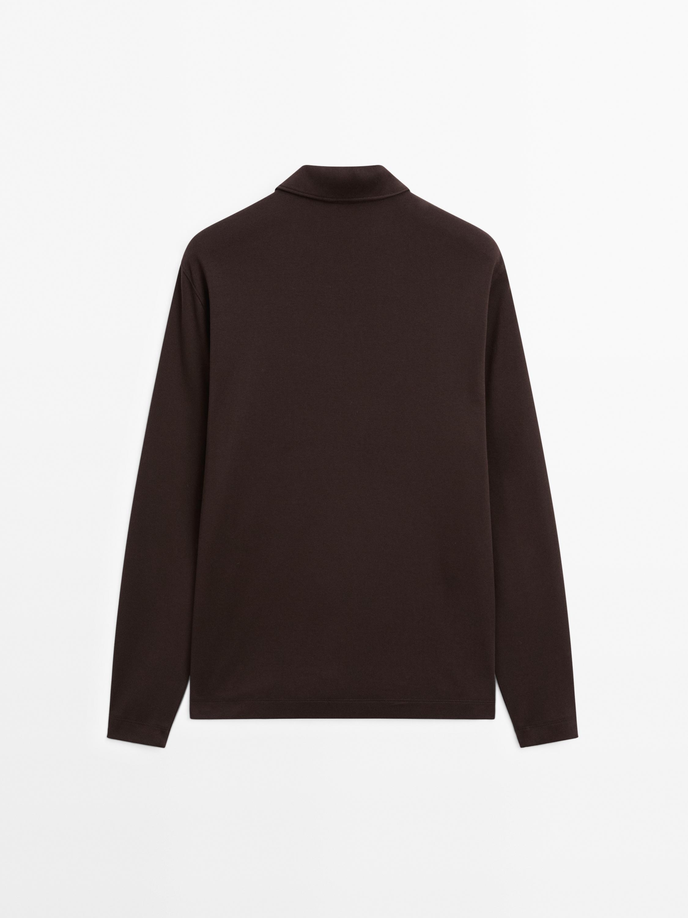 Long sleeve zip-up polo shirt