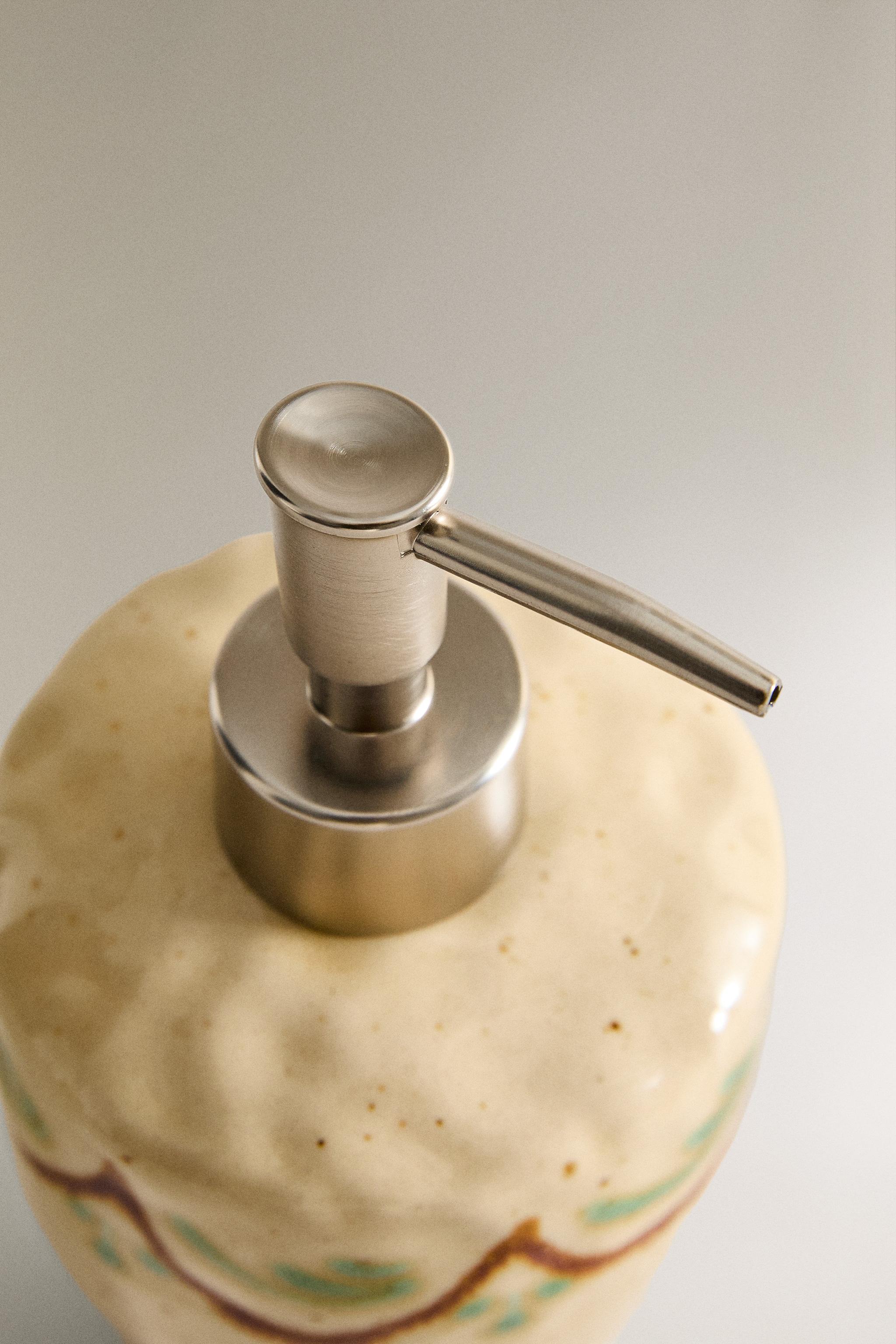 PAINTED CERAMIC SOAP DISPENSER