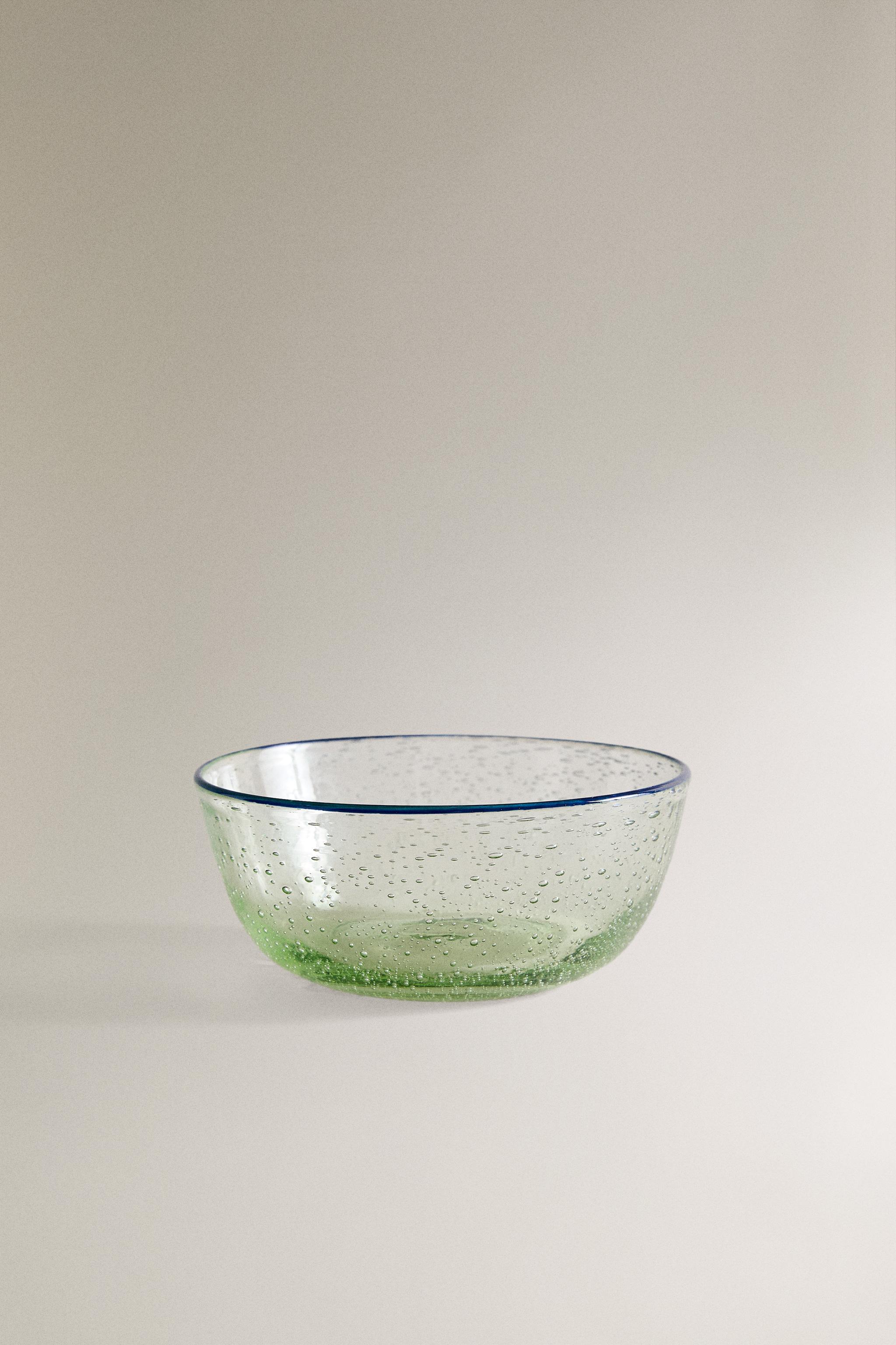 BUBBLE GLASS BOWL WITH RIM