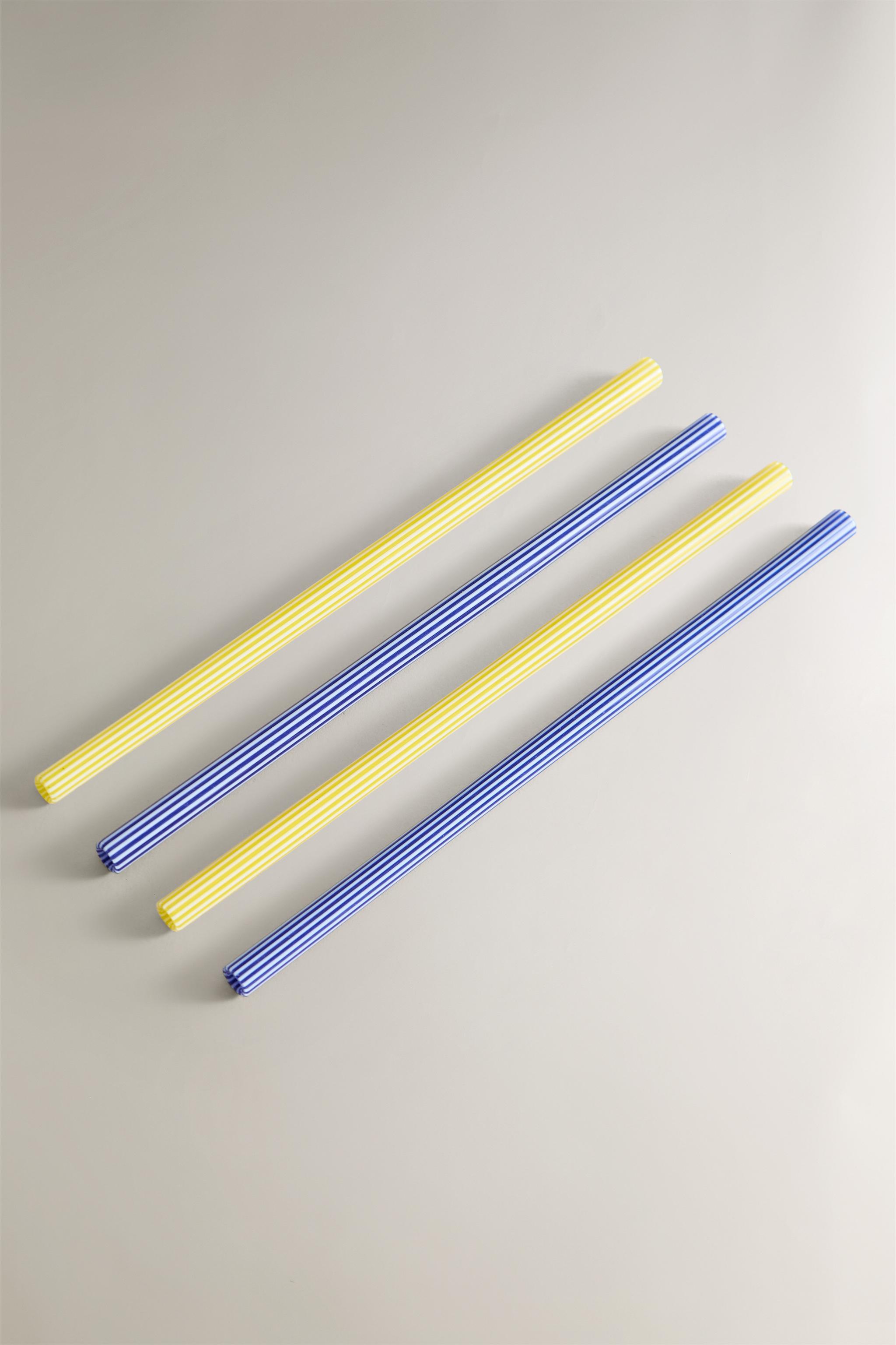 SET OF STRIPED BOROSILICATE GLASS STRAWS (SET OF 4)