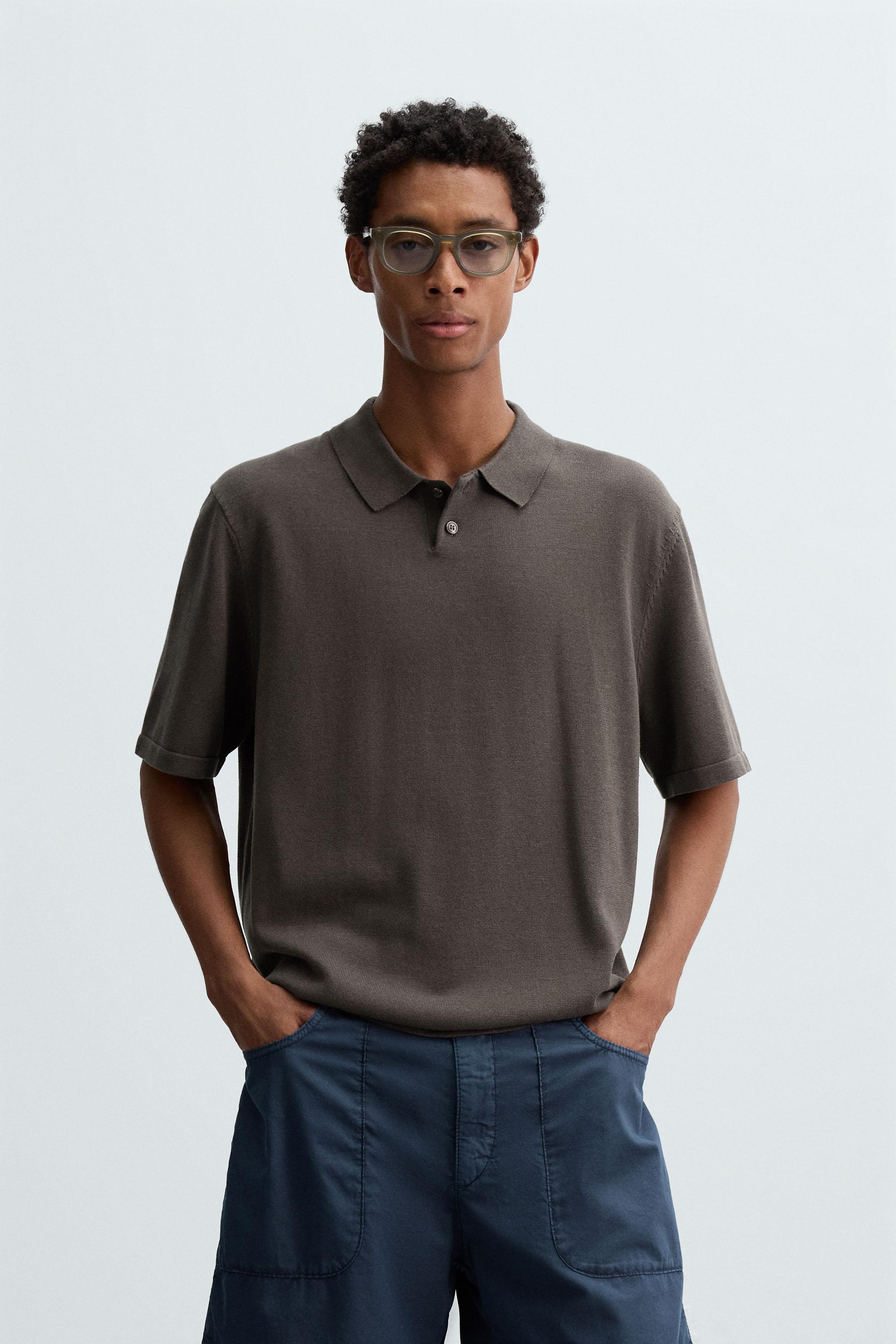 COTTON BLEND KNIT POLO SHIRT