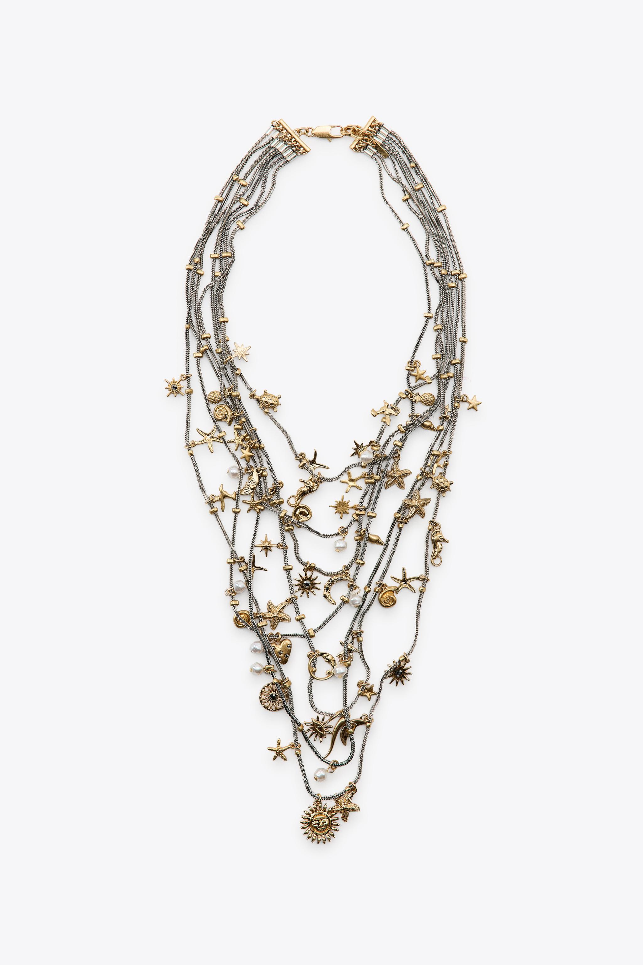 SEA CHARM MULTI-STRAND METAL NECKLACE