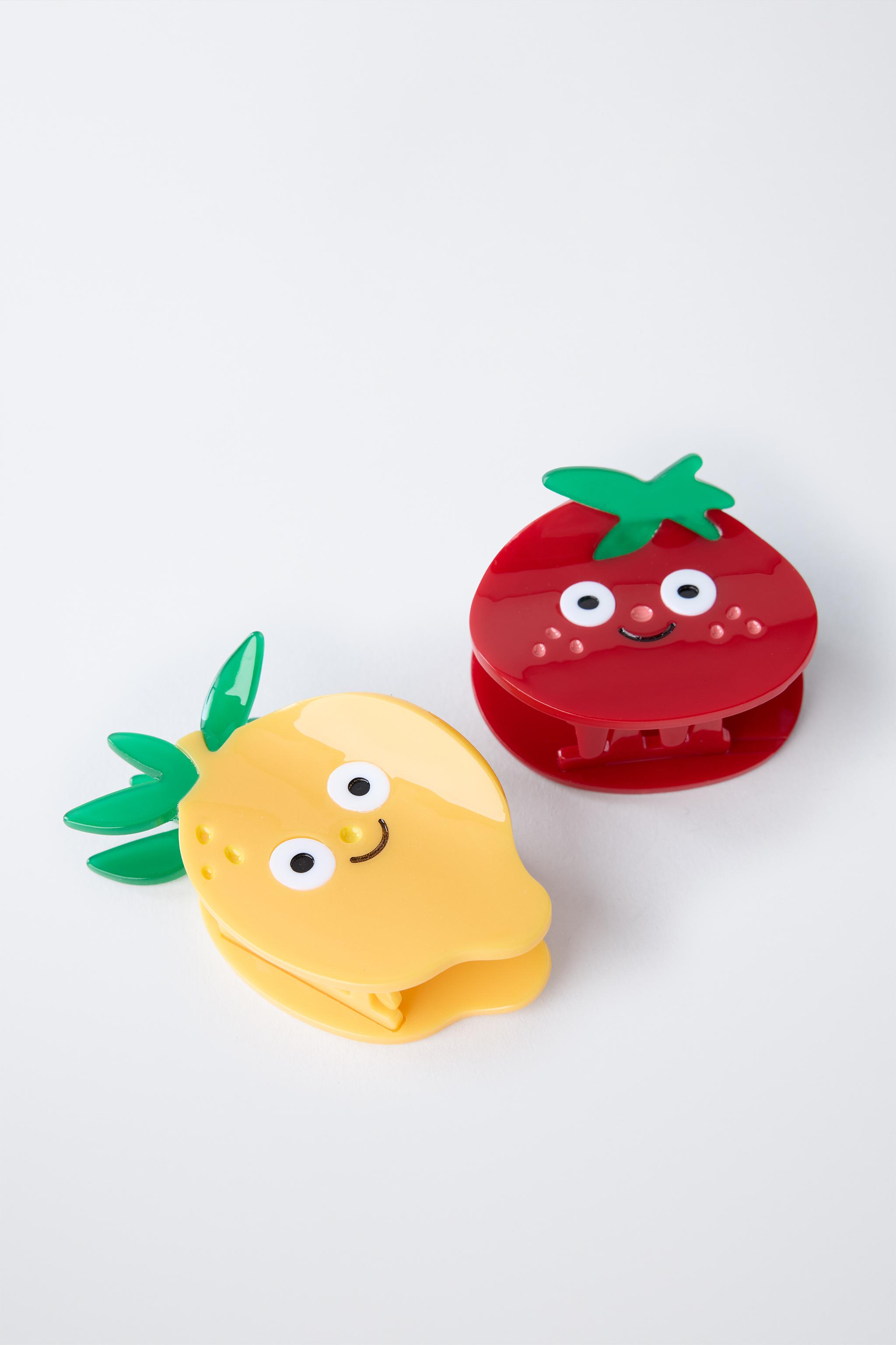 TWO-PACK OF TOMATO AND LEMON HAIR CLIPS