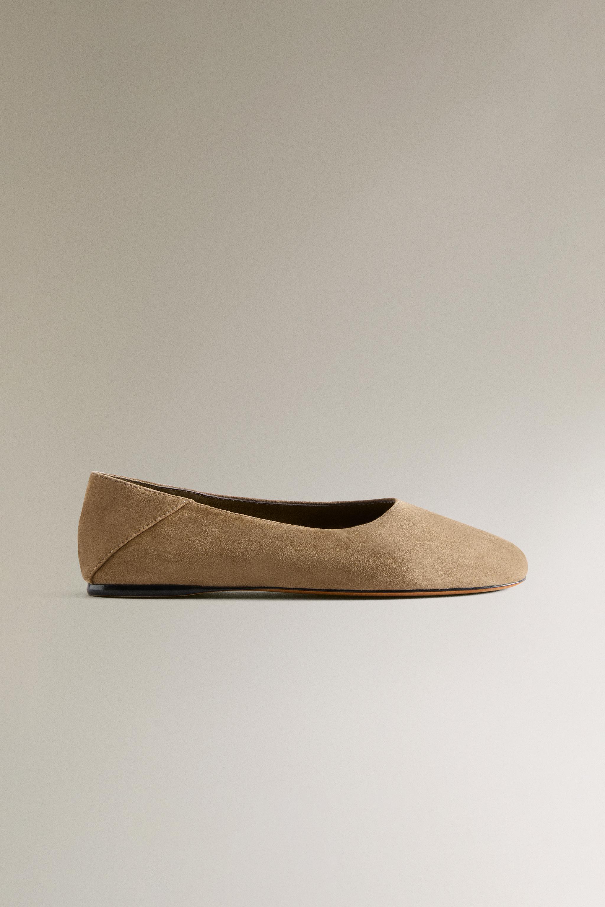 SPLIT LEATHER BALLET FLATS