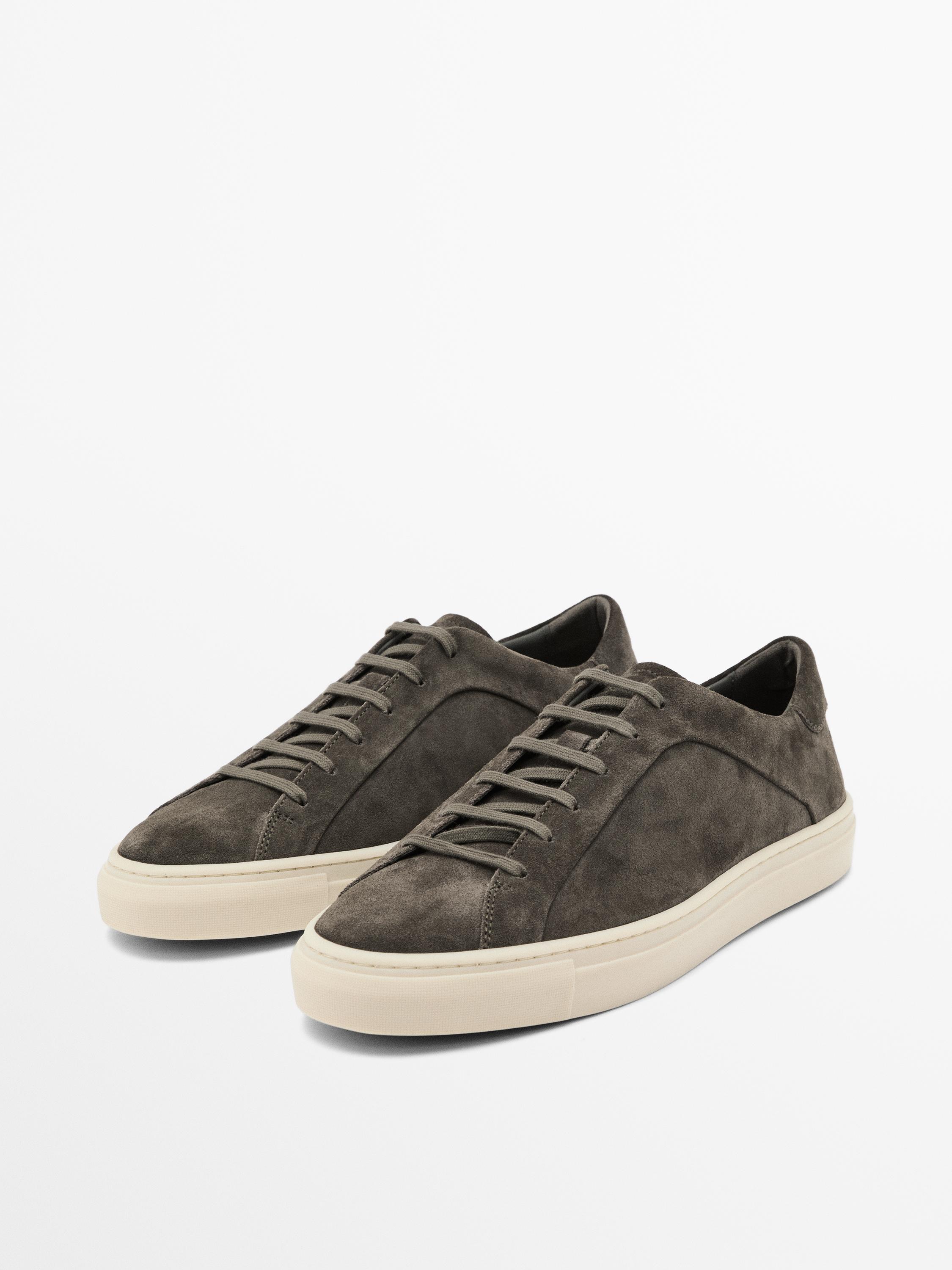 Split suede trainers