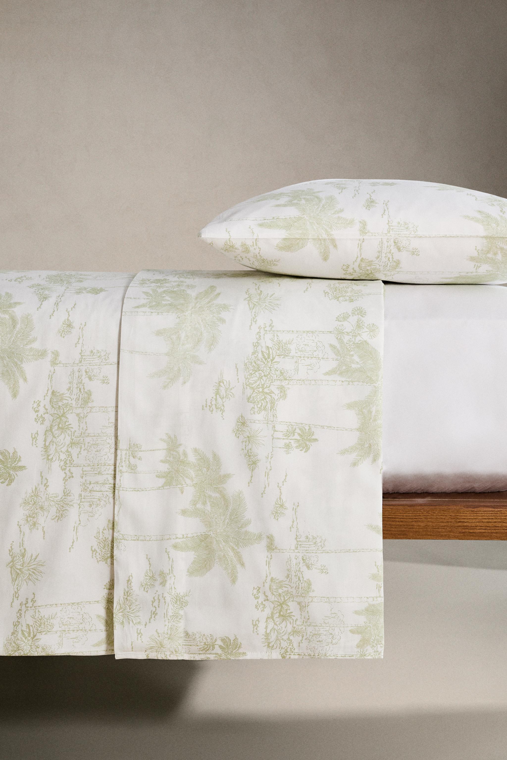 TOILE DE JOUY SATEEN DUVET COVER WITH PALM TREES