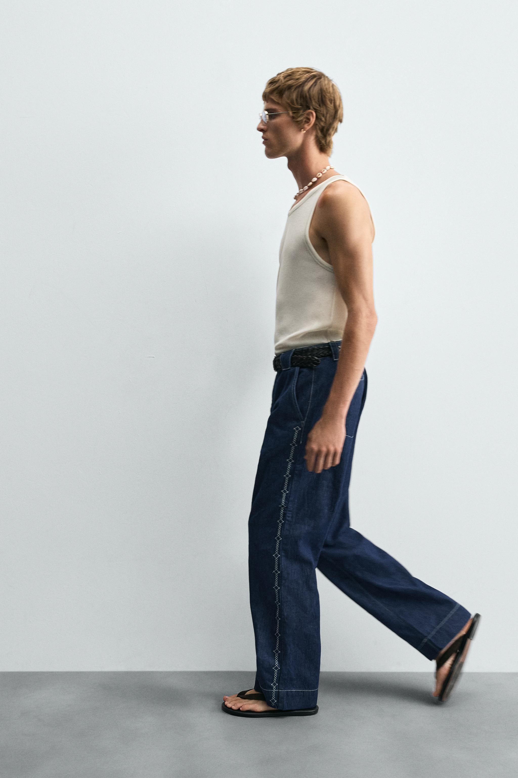 EMBROIDERED BAND DETAIL JEANS