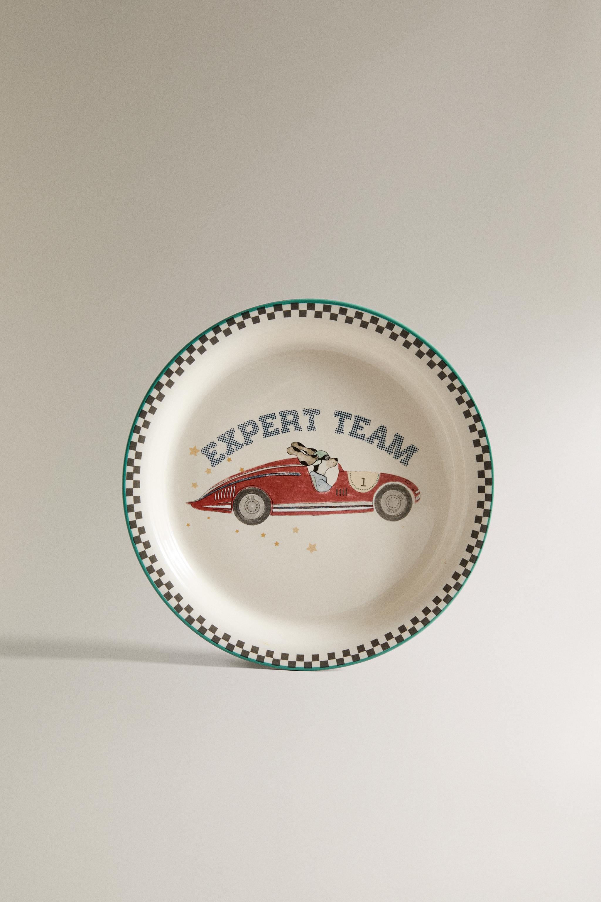 CHILDREN'S CERAMIC RACING DOG PLATE