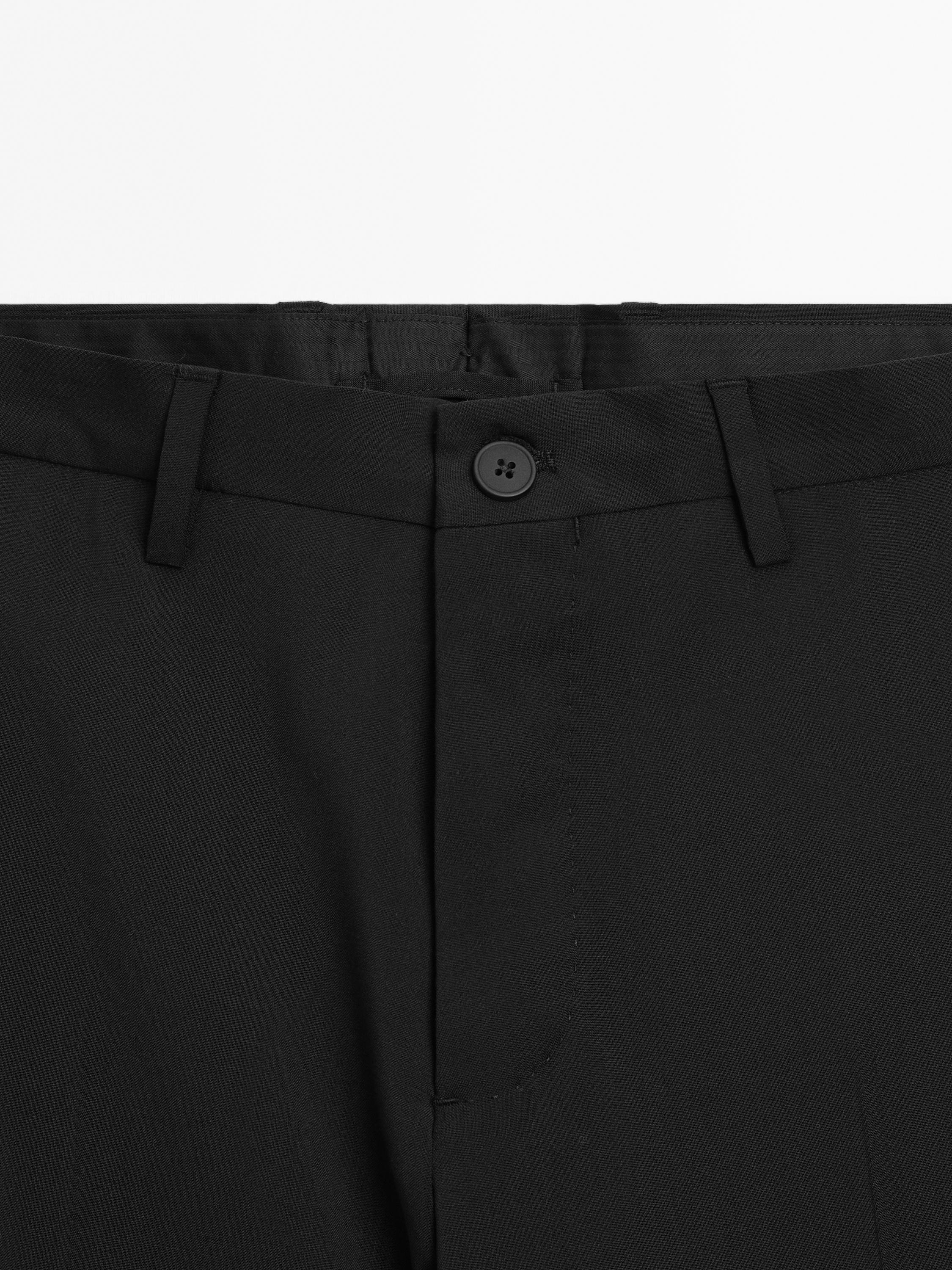 Plain 100% wool suit trousers