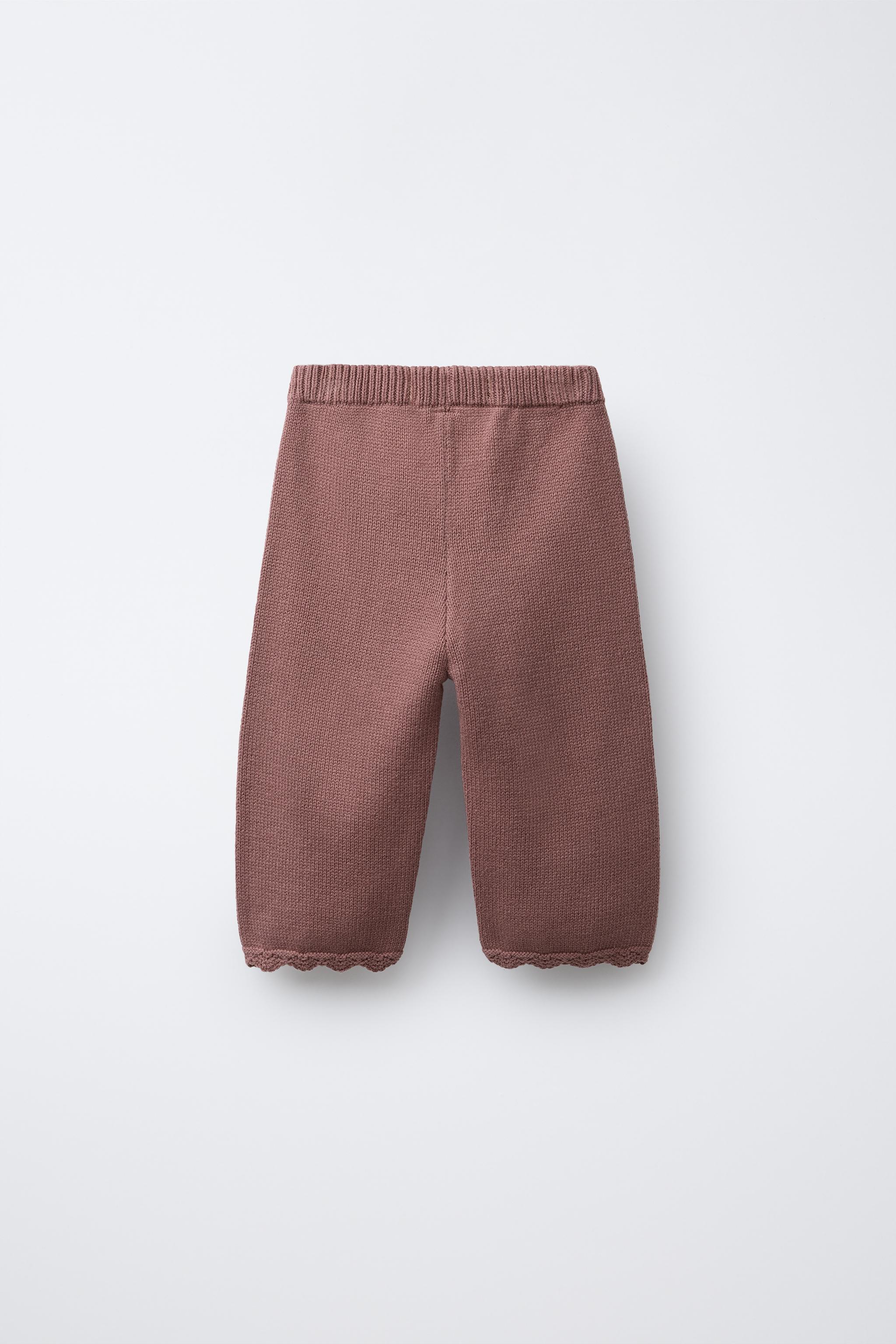 EMBROIDERED KNIT STRAIGHT LEG PANTS