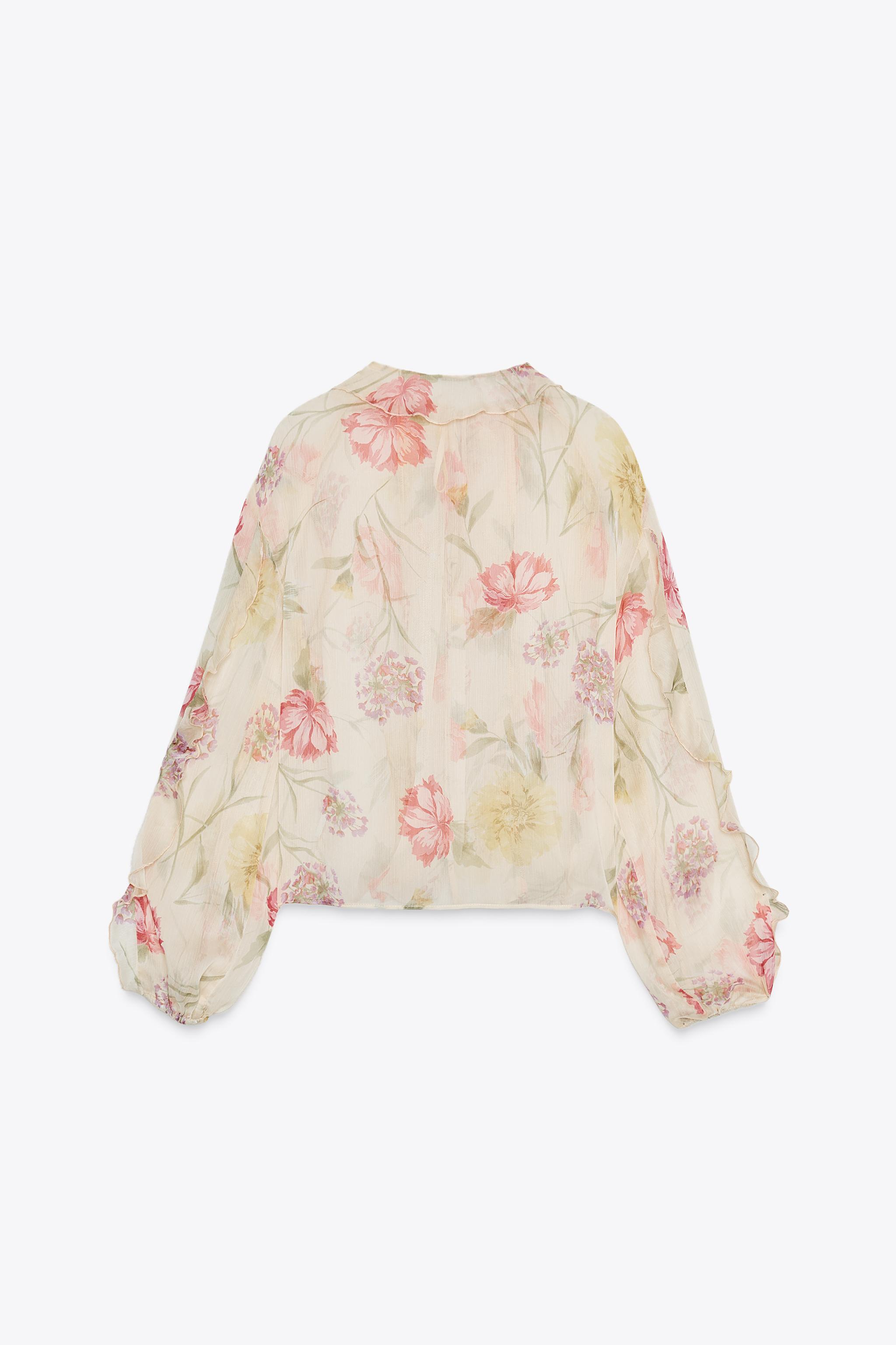 FLORAL PRINT SEMI-SHEER SHIRT